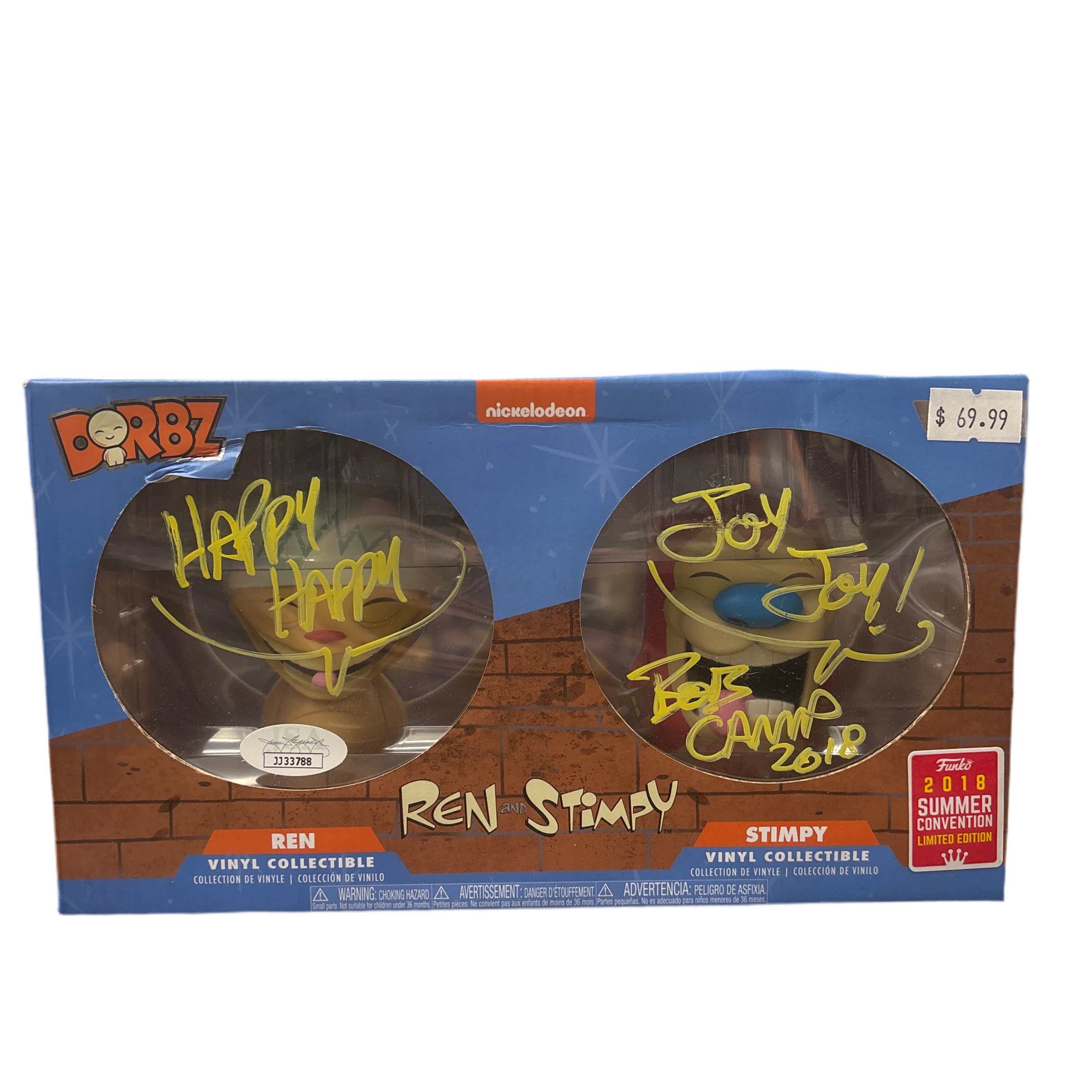 SIGNED Funko Dorbz Nickelodeon Ren and Stimpy Funko 2018 Summer Convention Limited Edition 2 Pack