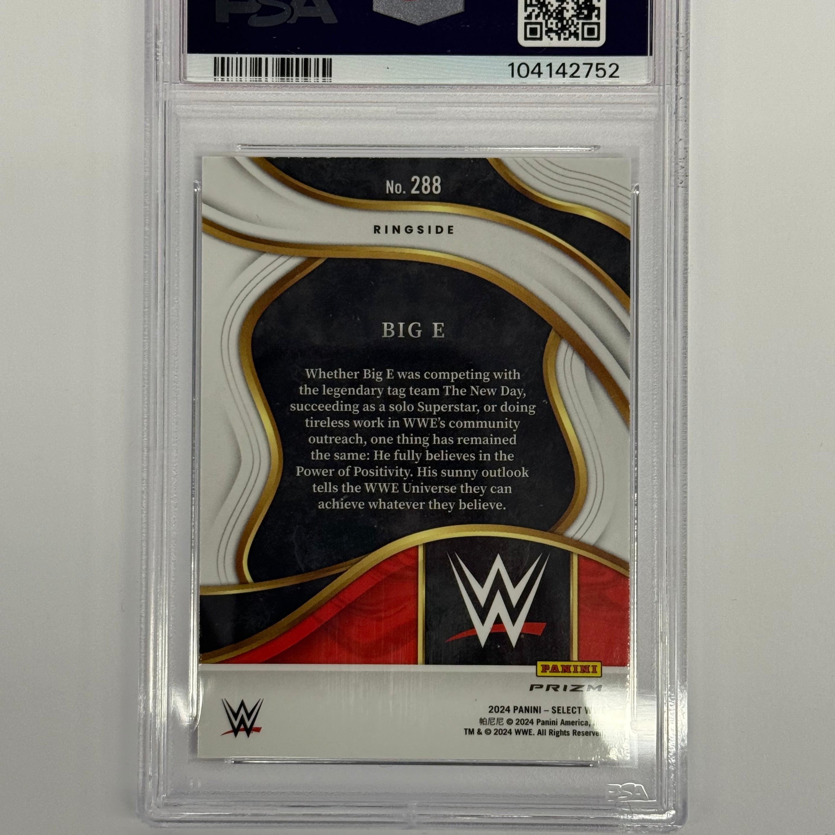 2024 Panini Select WWE PSA 10 GEM MT Big E #288 Tiger Prizm
