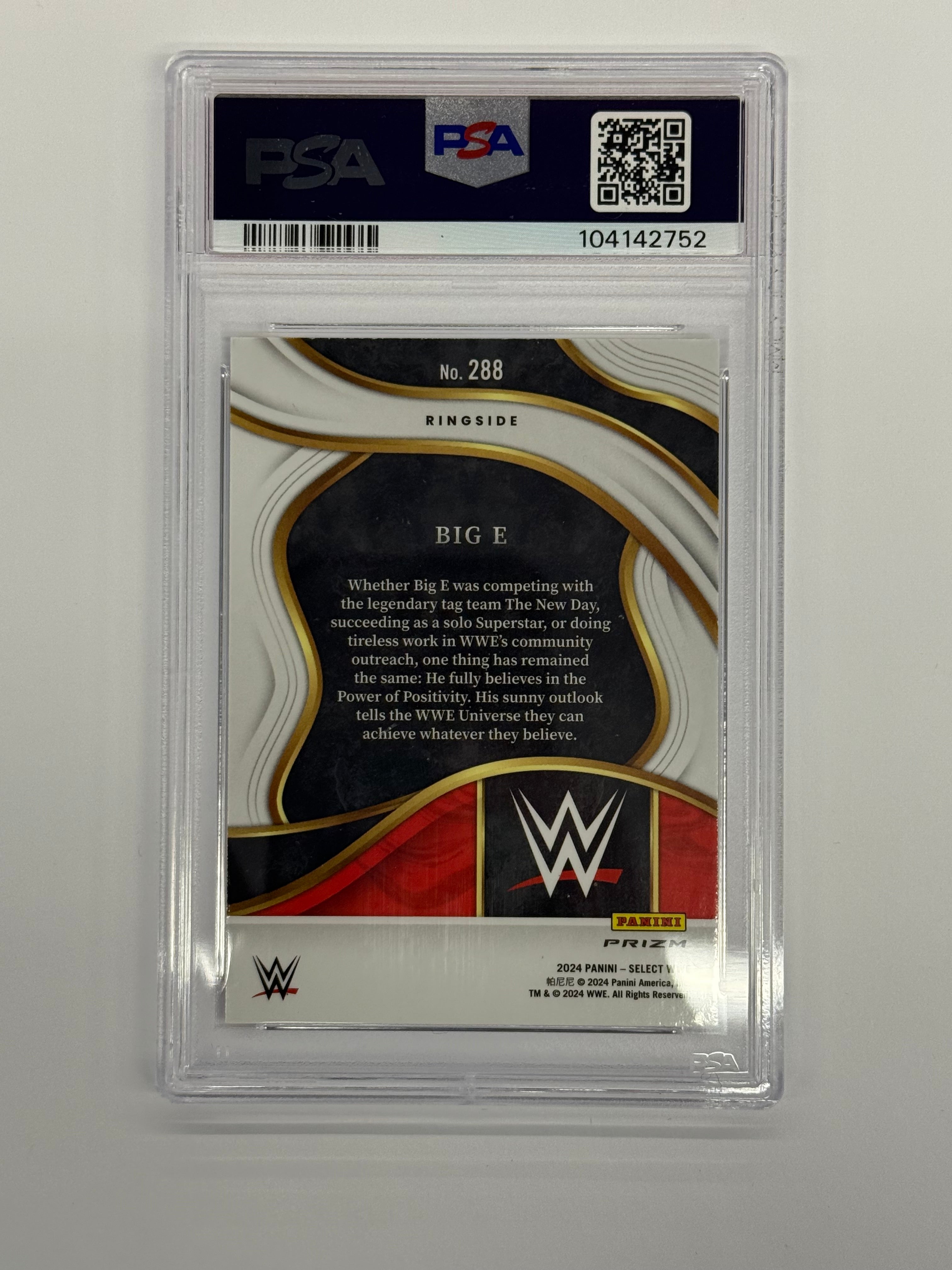 2024 Panini Select WWE PSA 10 GEM MT Big E #288 Tiger Prizm
