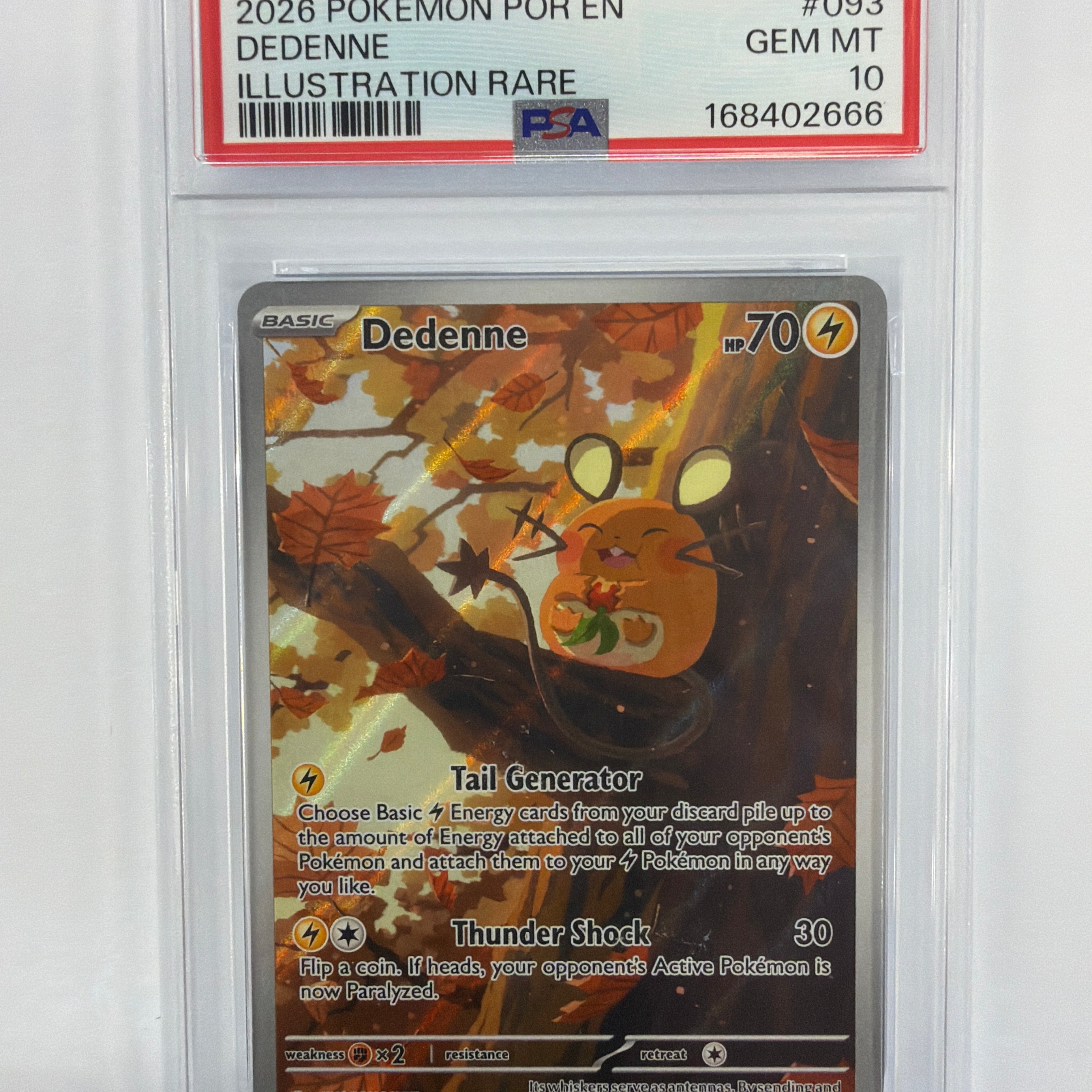 Pokémon TCG - PSA Gem MT 10 Perfect Order Dedenne 093/088 Illustration Rare