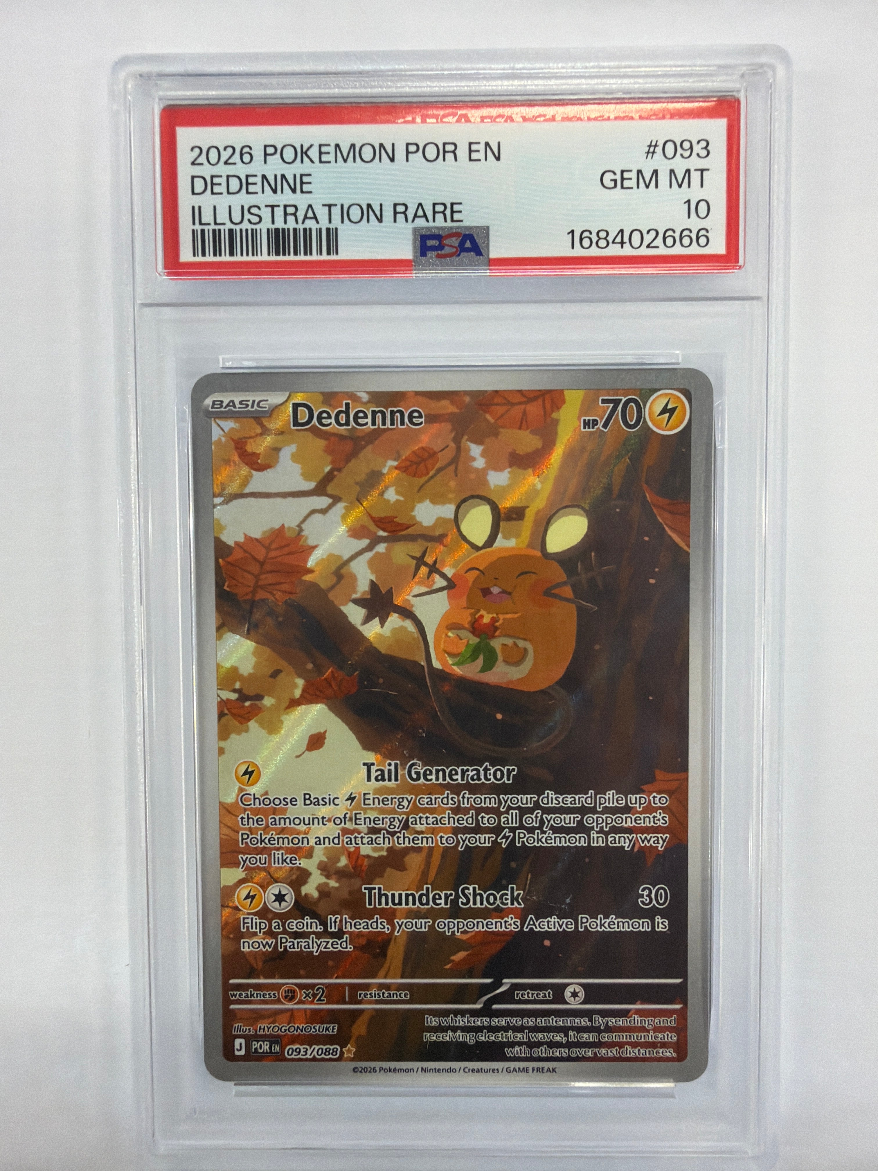 Pokémon TCG - PSA Gem MT 10 Perfect Order Dedenne 093/088 Illustration Rare