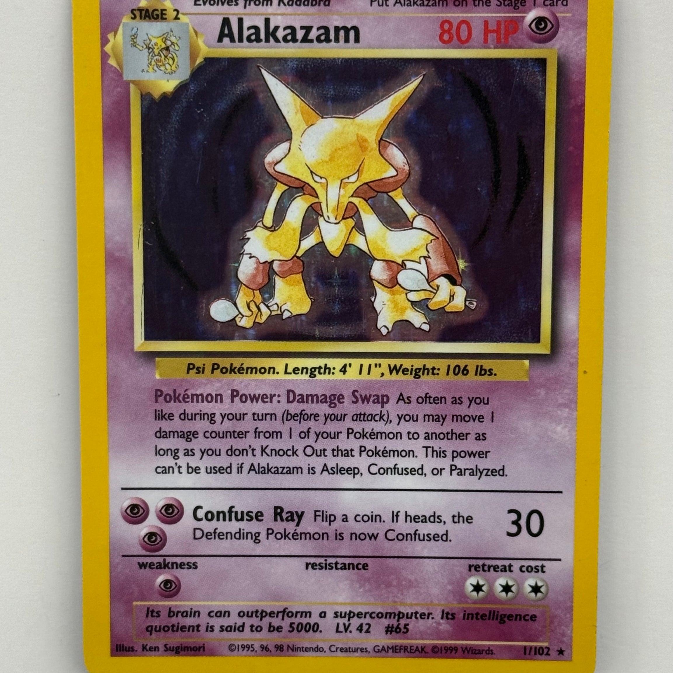 Pokémon TCG - Base Set Unlimited Alakazam Holo 1/102 LP