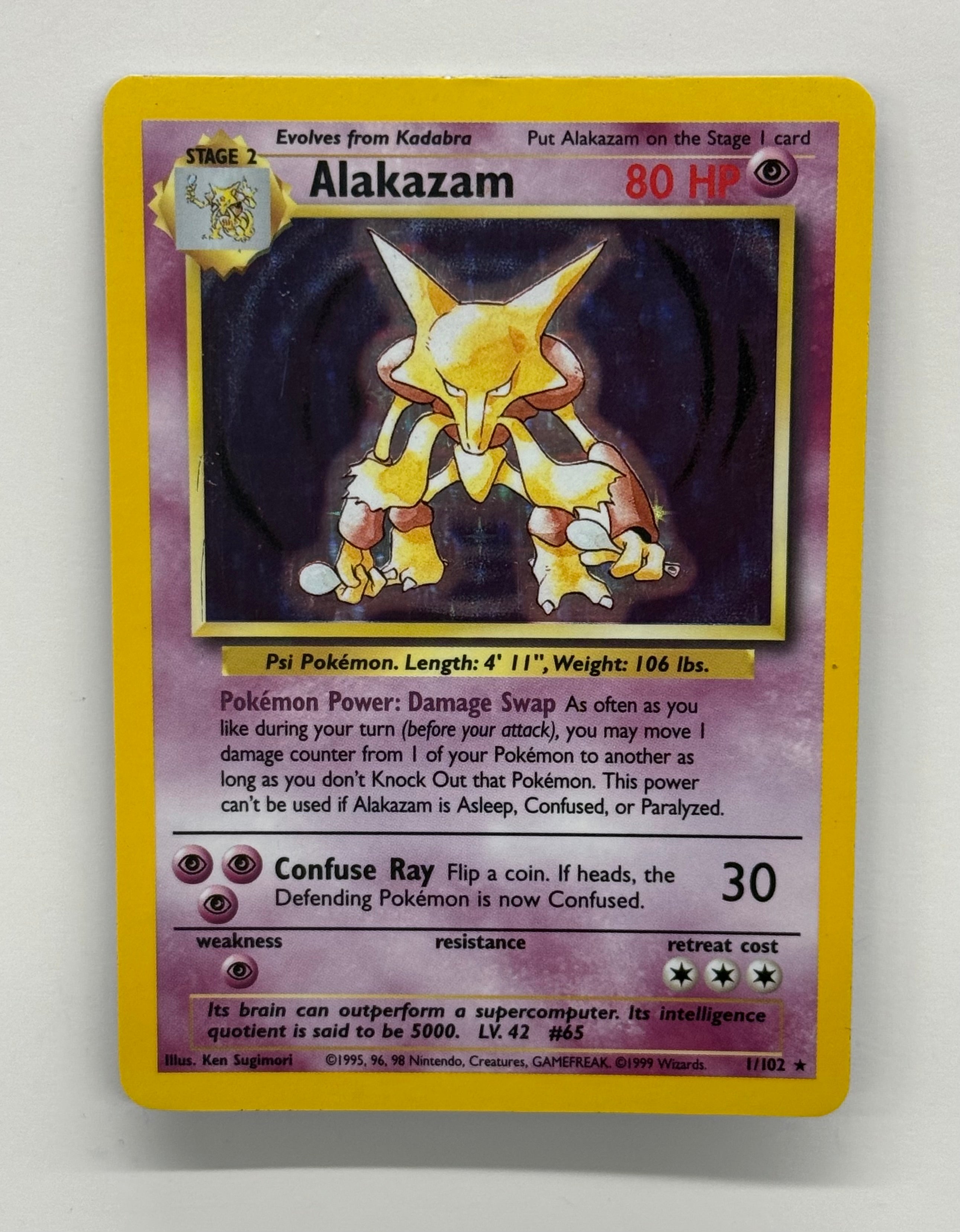 Pokémon TCG - Base Set Unlimited Alakazam Holo 1/102 LP