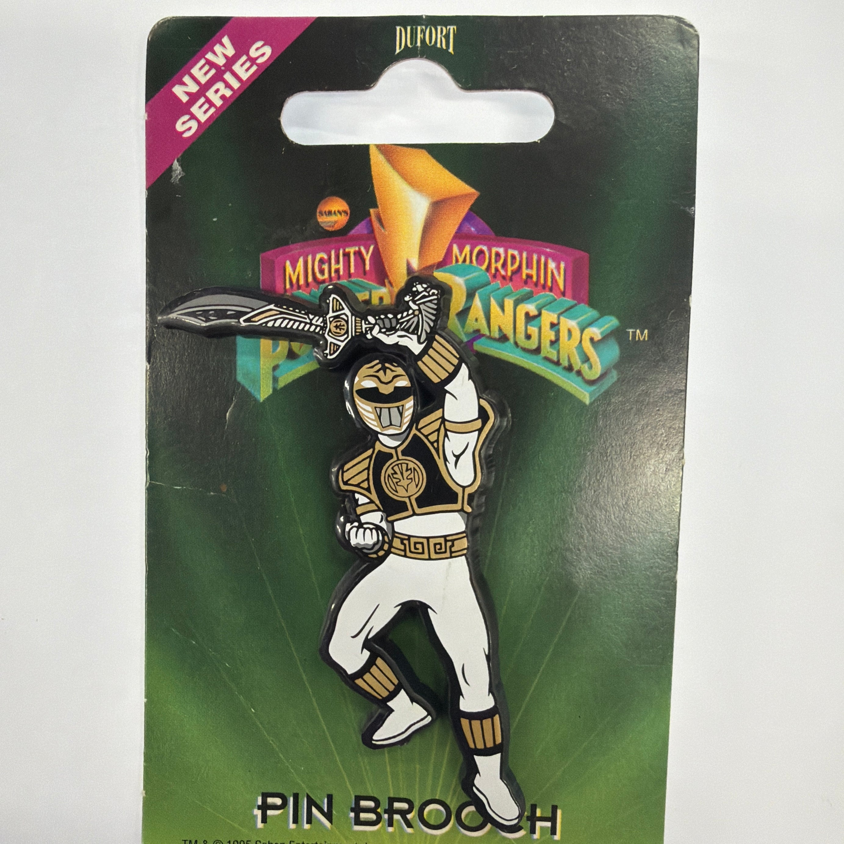 Dufort Mighty Morphin Power Rangers White Ranger Pin Brooch