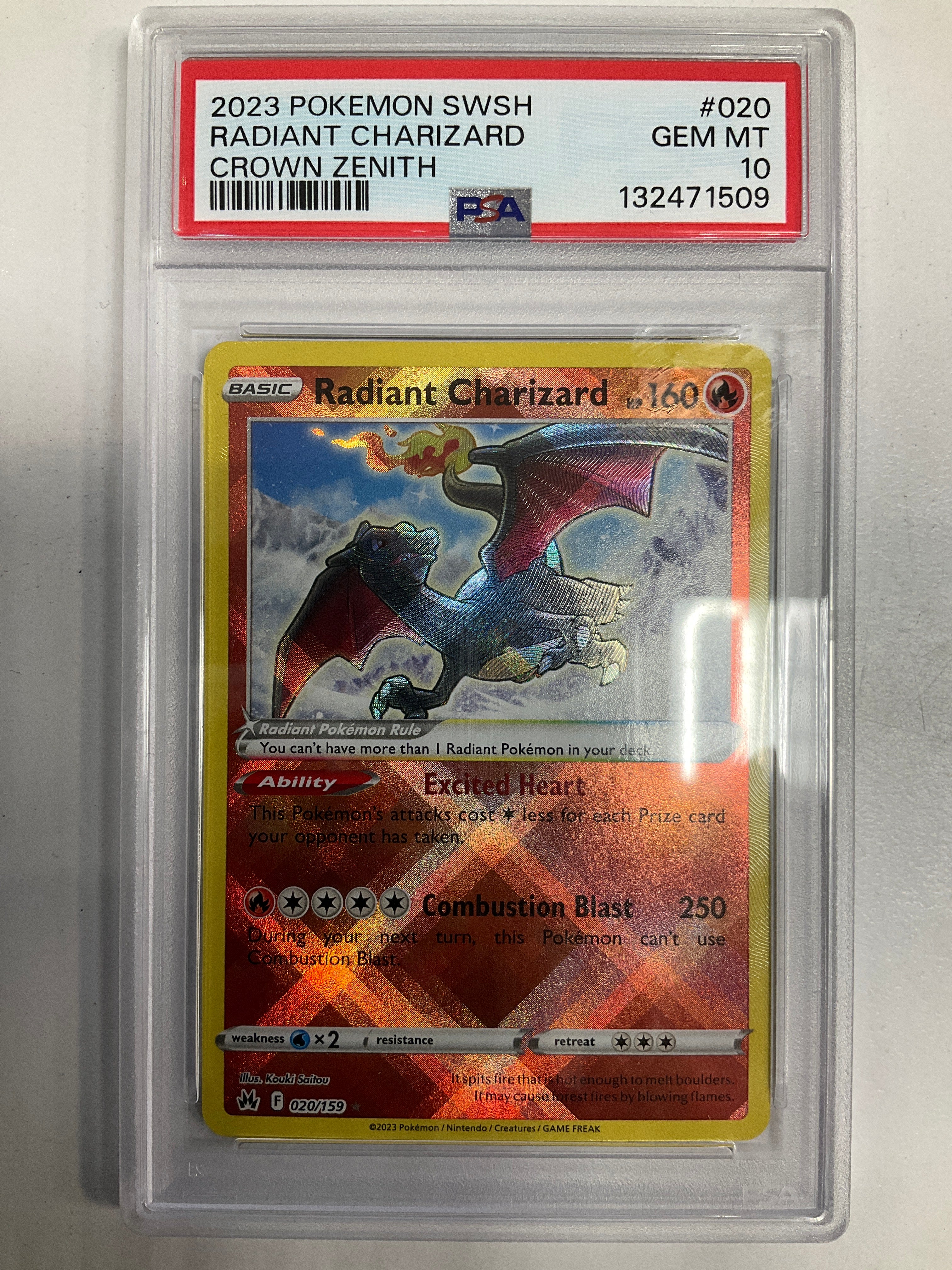 GRADED Pokemon TCG Radiant Charizard 020/159 Crown Zenith PSA 10