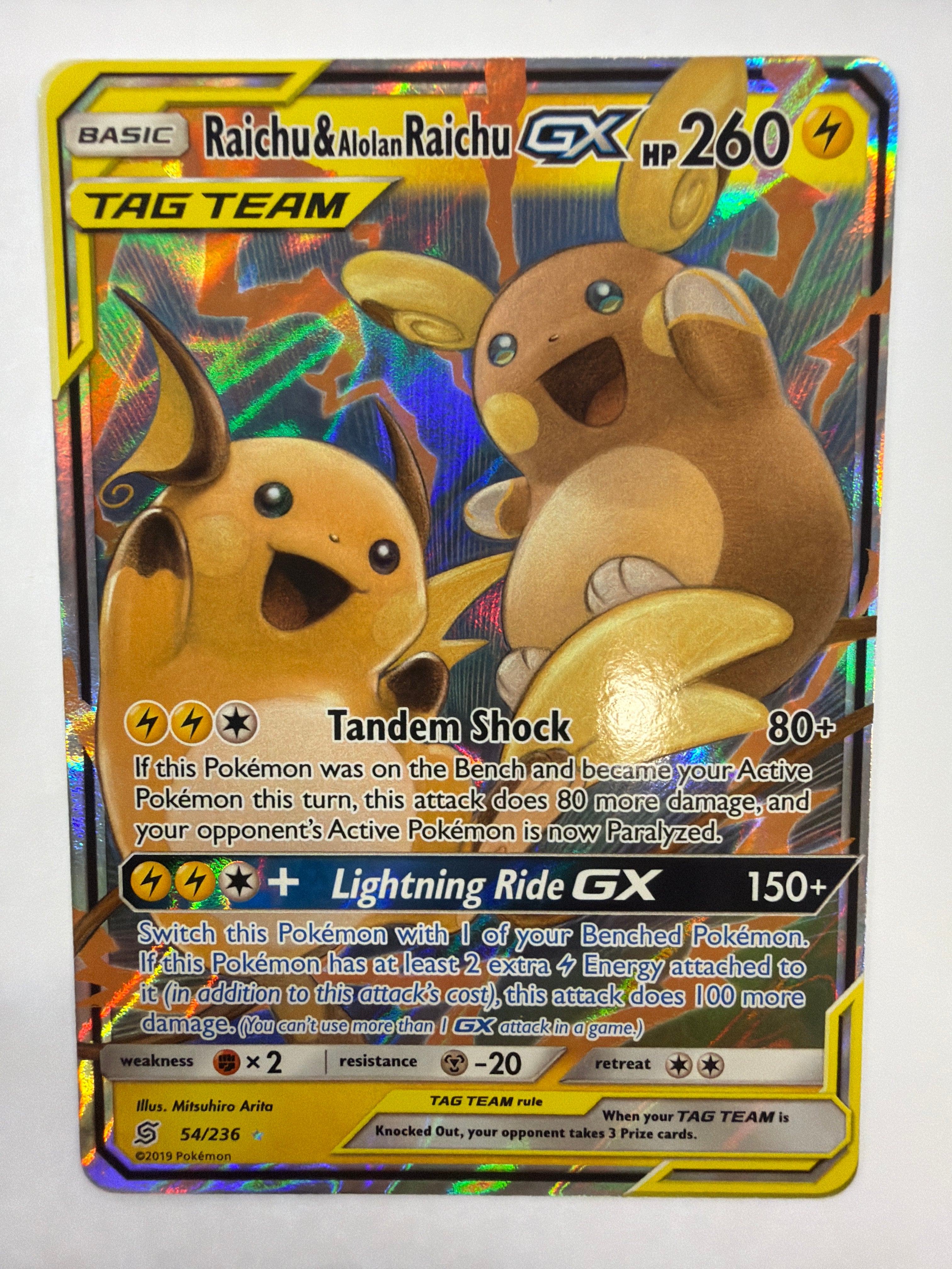 Pokémon TCG - Unified Minds Raichu & Alolan Raichu GX 54/236 NM