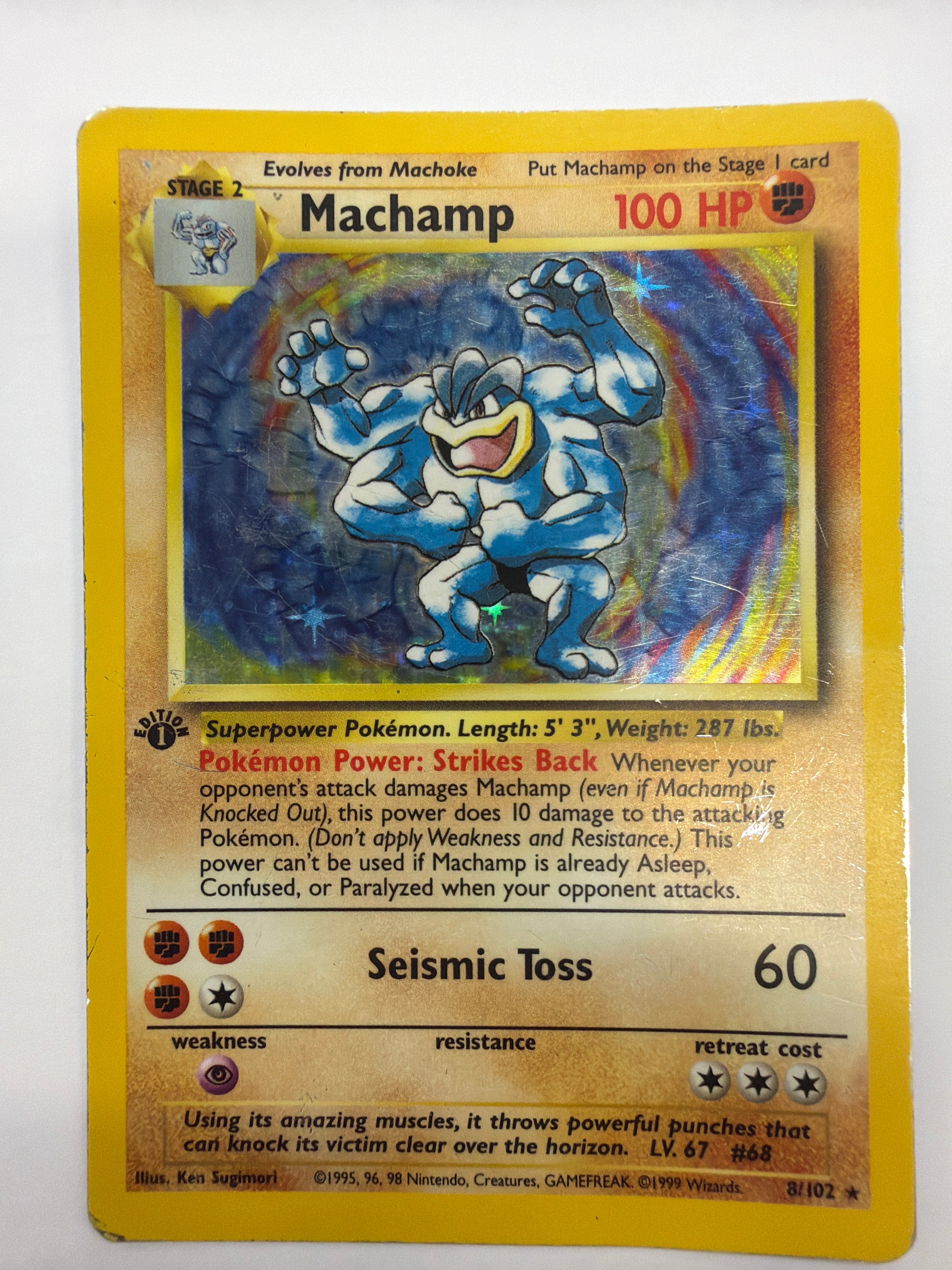 Pokémon TCG - Base Set 1st Edition Deck Exclusive Machamp 8/102 Holo DMG