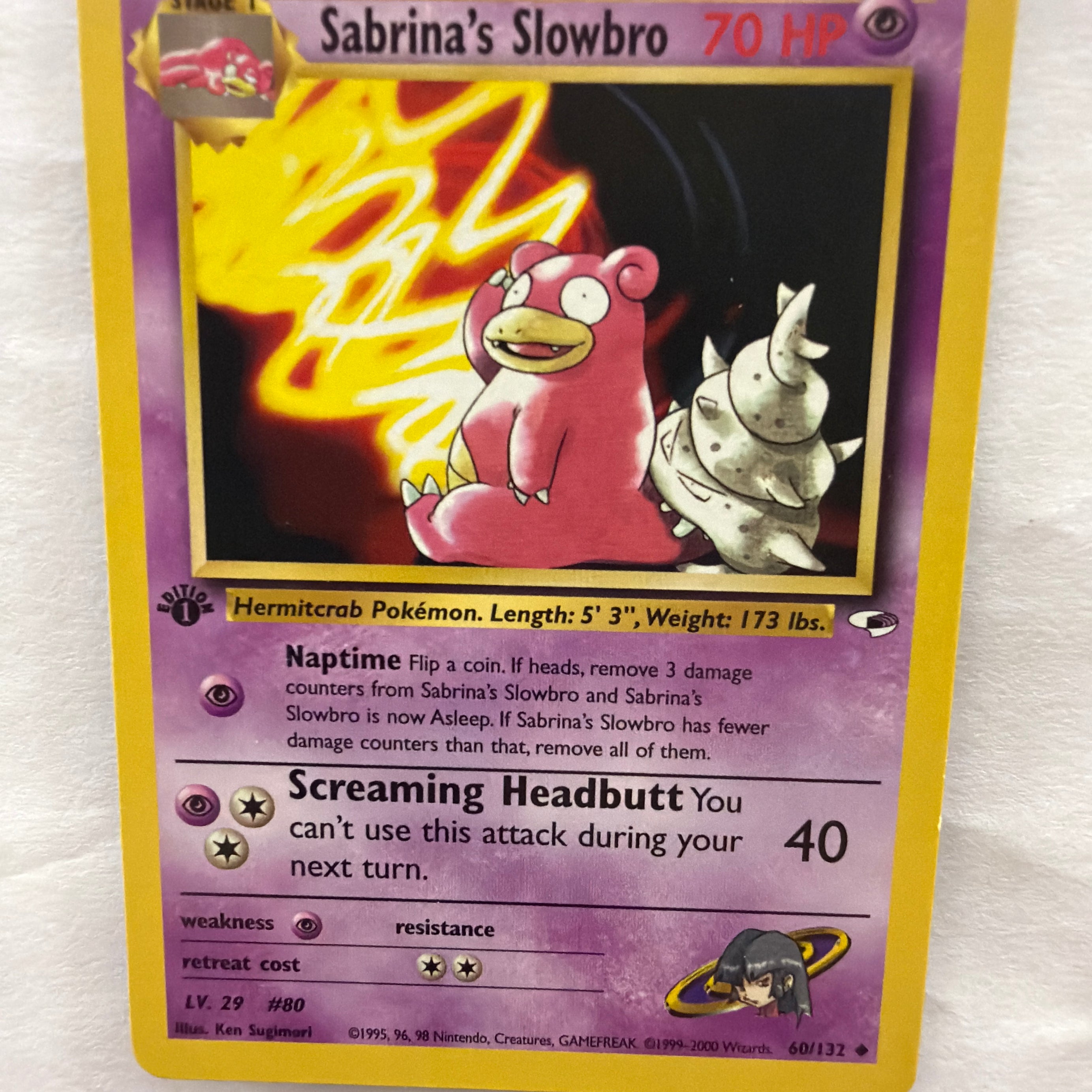 Pokémon TCG - Gym Heroes 1st Edition Sabrina's Slowbro 60/132 Non-Holo NM