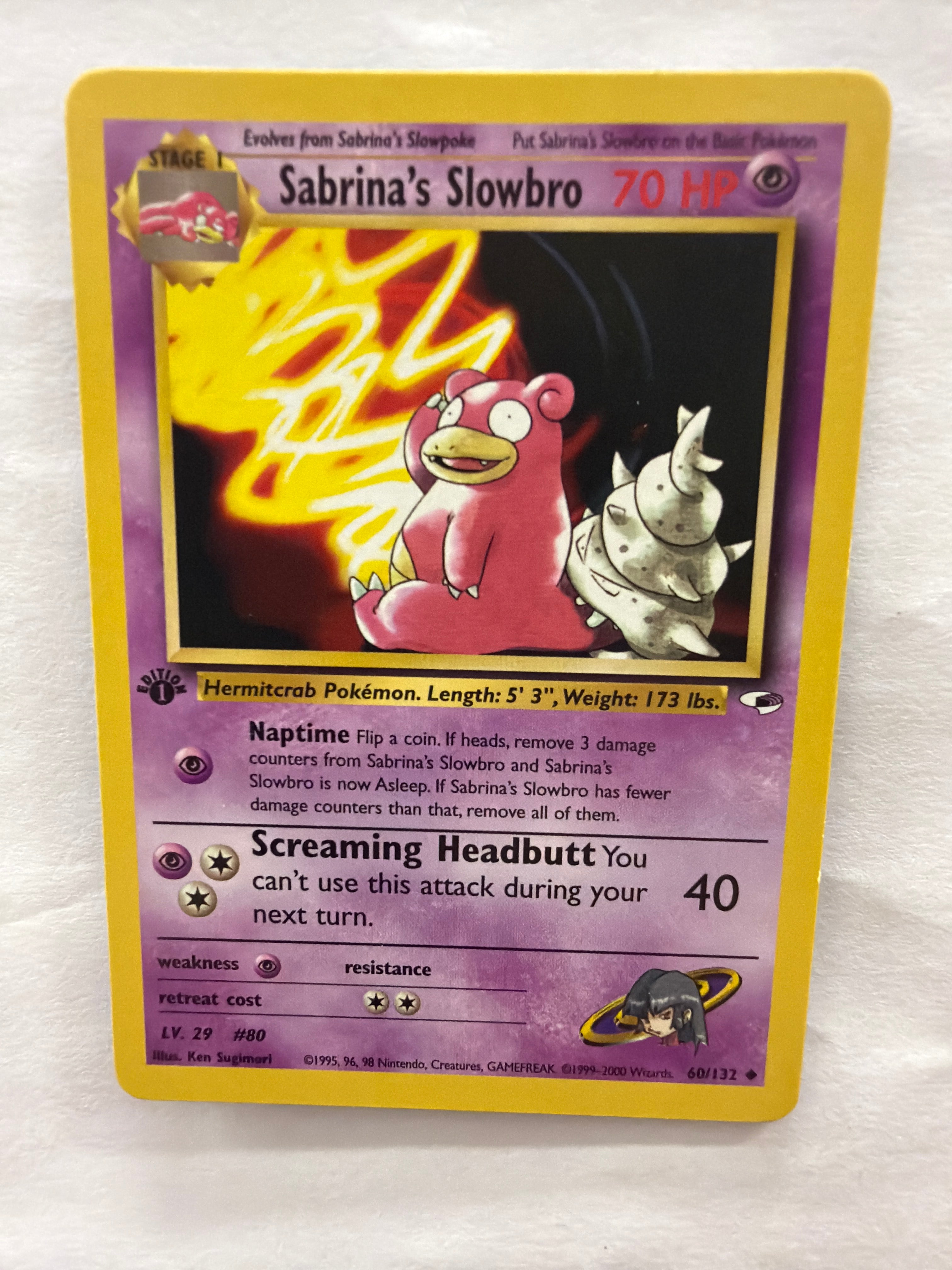 Pokémon TCG - Gym Heroes 1st Edition Sabrina's Slowbro 60/132 Non-Holo NM