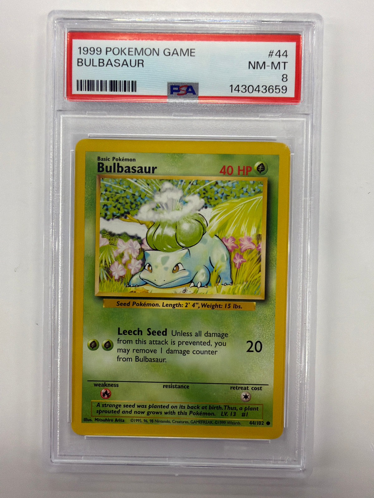 Pokémon TCG - PSA NM-MT 8 Base Set Bulbasaur 44/102