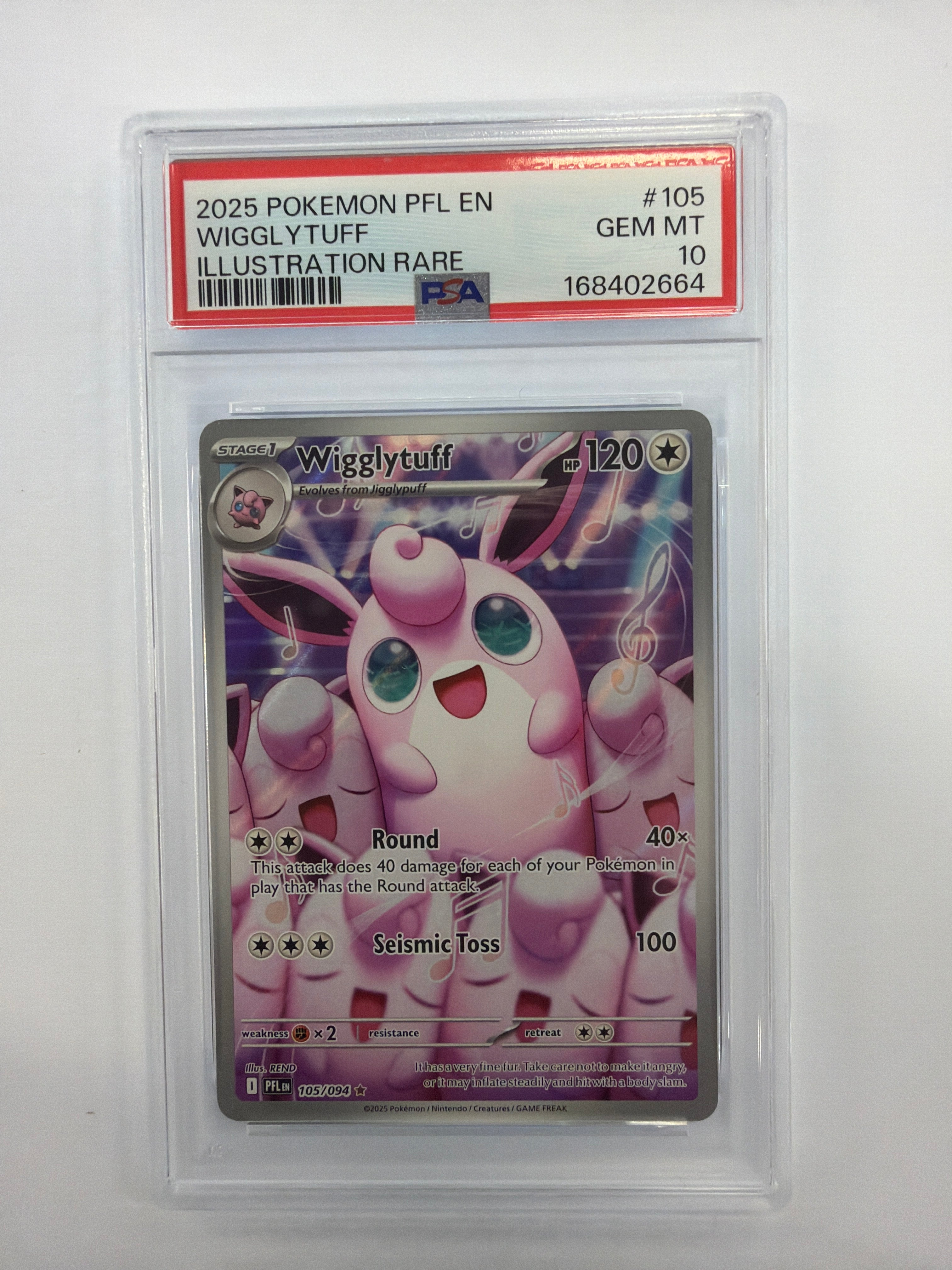 Pokémon TCG - PSA Gem MT 10 Phantasmal Flames Wigglytuff 105/094 Illustration Rare