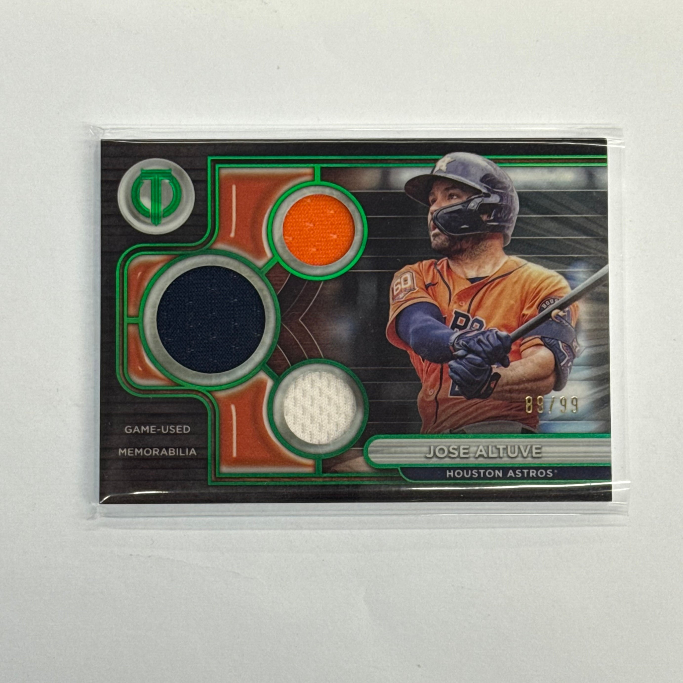 2024 Topps Tribute Jose Altuve Triple Relic Card #TTR-JA Numbered 89/99
