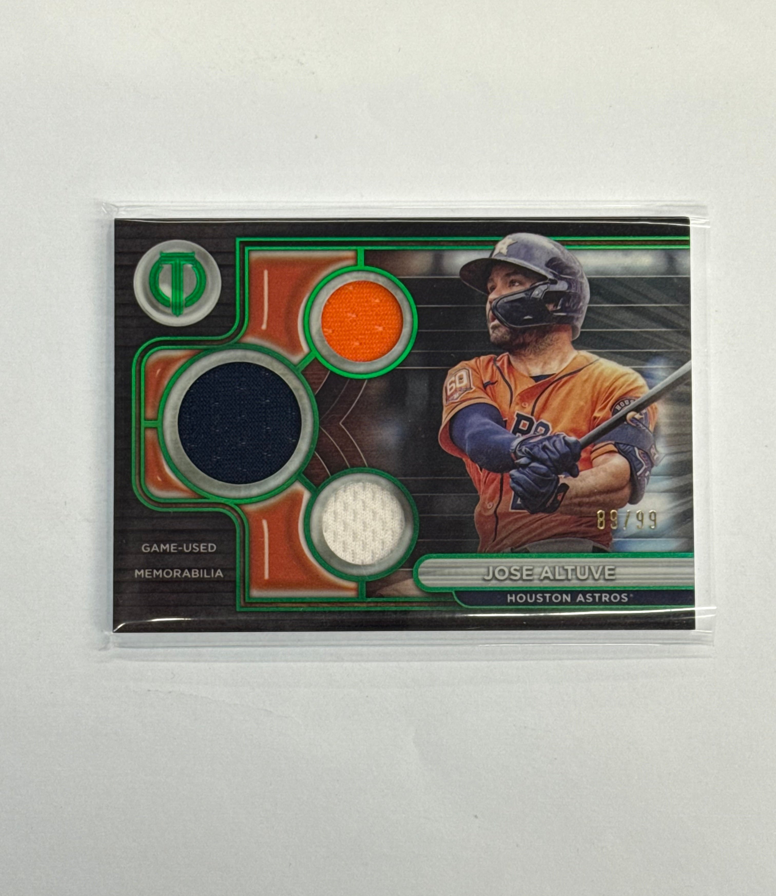 2024 Topps Tribute Jose Altuve Triple Relic Card #TTR-JA Numbered 89/99