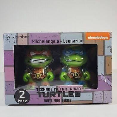 Kidrobot Nickelodeon Teenage Mutant Ninja Turtles Michelangelo + Leonardo Vinyl Mini Figures 2-Pack