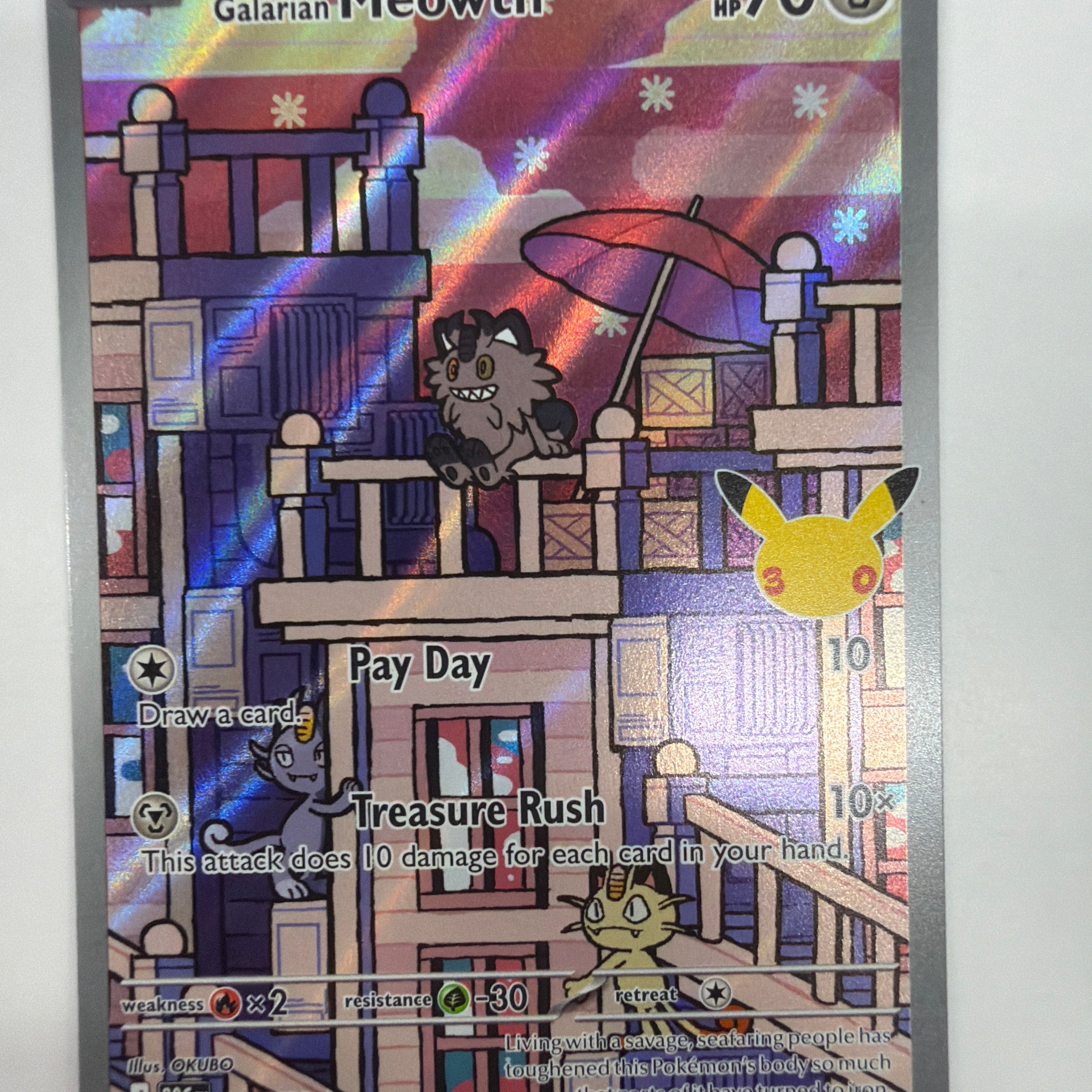 Pokémon TCG - 30th Celebration Galarian Meowth 141/128 NM