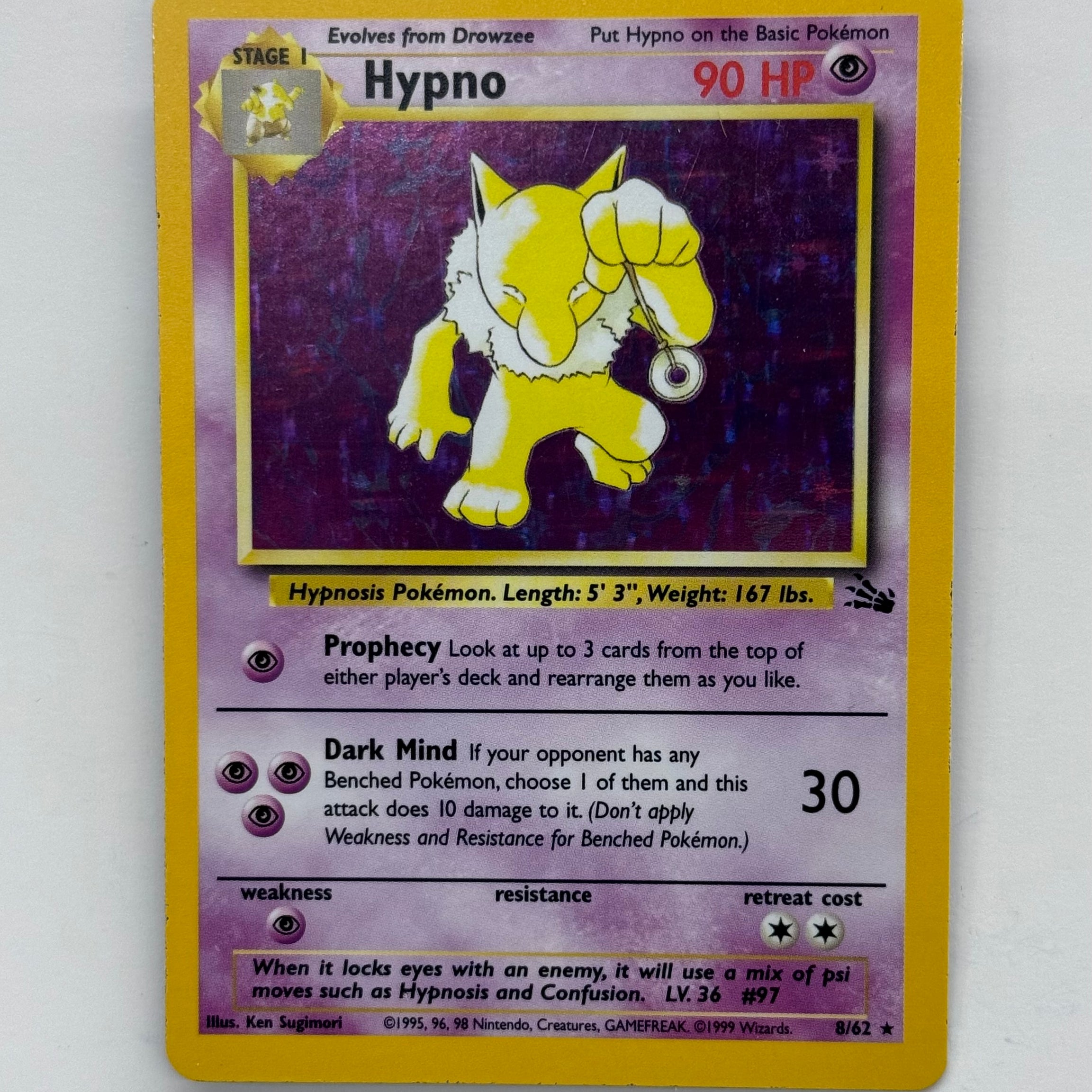 Pokémon TCG - Fossil Unlimited Hypno Holo 8/62 NM