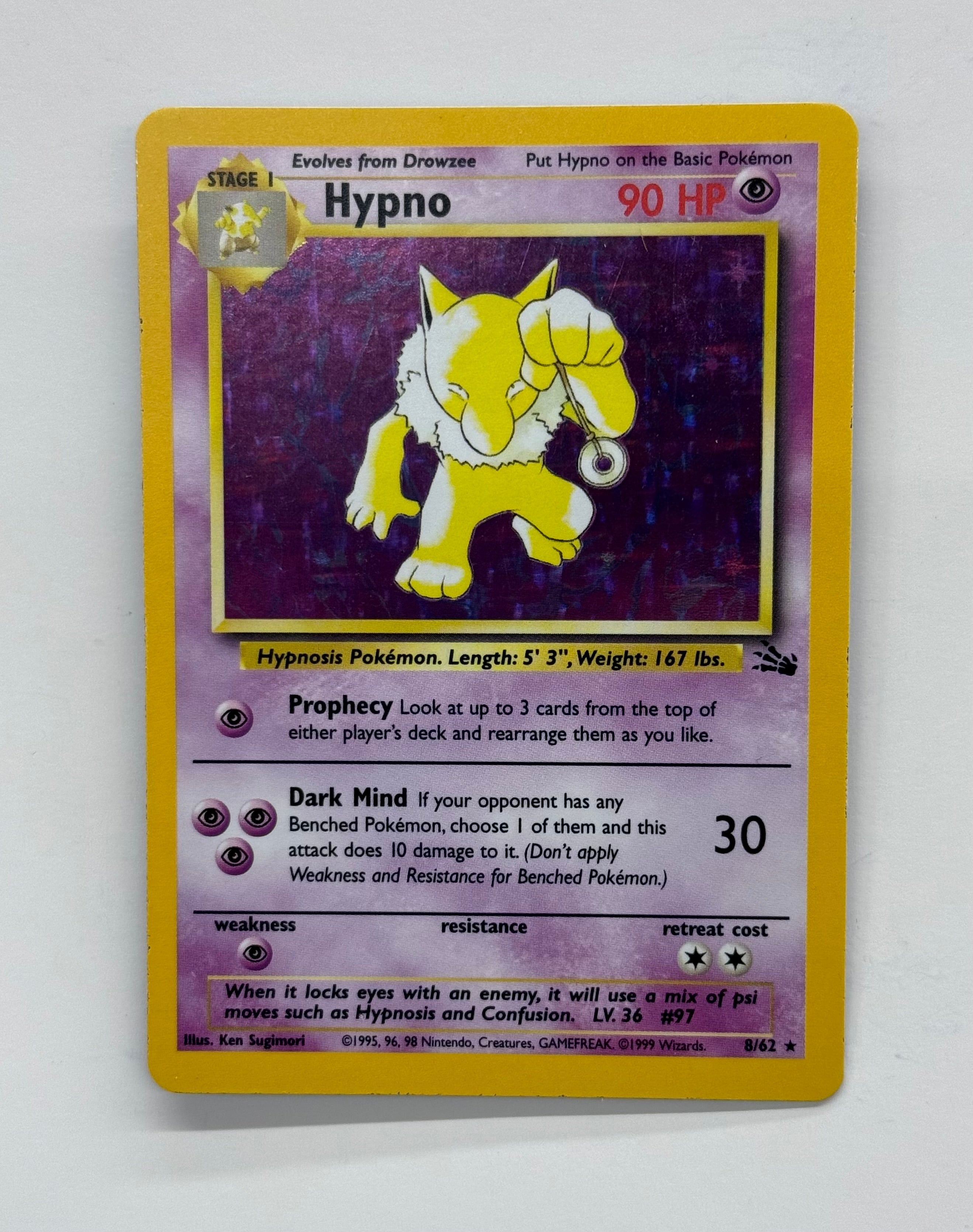Pokémon TCG - Fossil Unlimited Hypno Holo 8/62 NM
