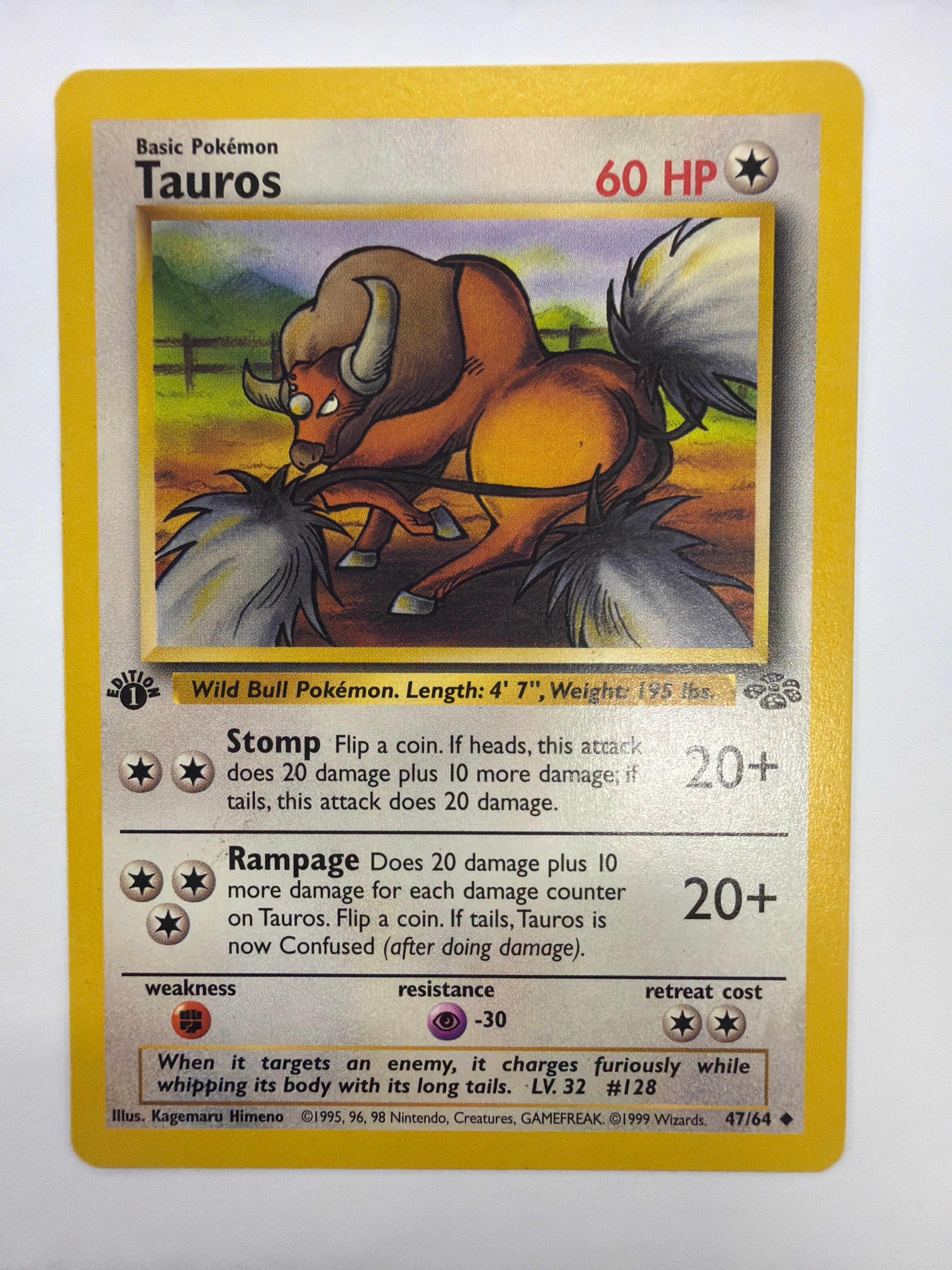 Pokémon TCG - Jungle 1st Edition Tauros 47/64 Non-Holo NM
