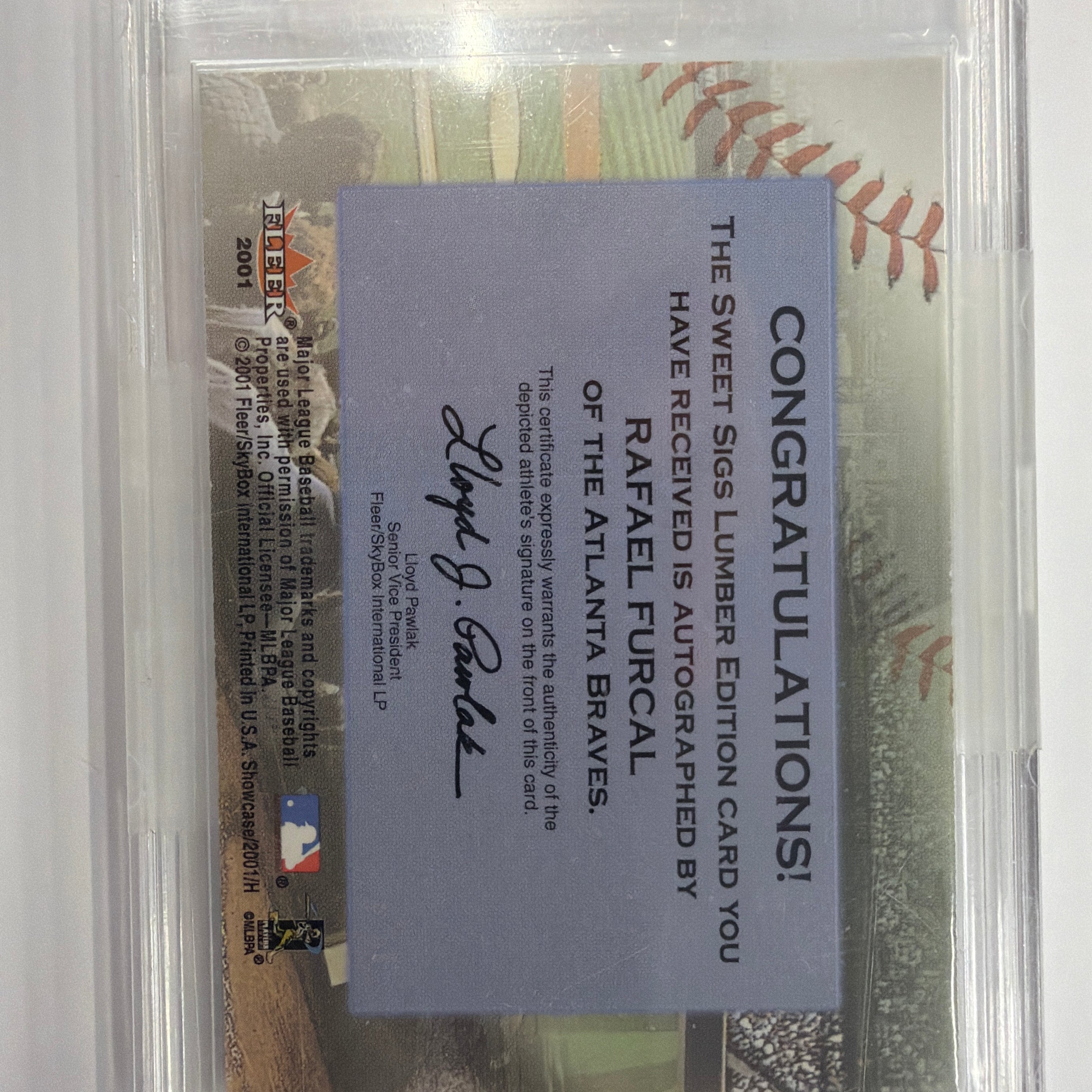 2001 Fleer Showcase Sweet Sigs Lumber Edition Rafael Furcal Autograph