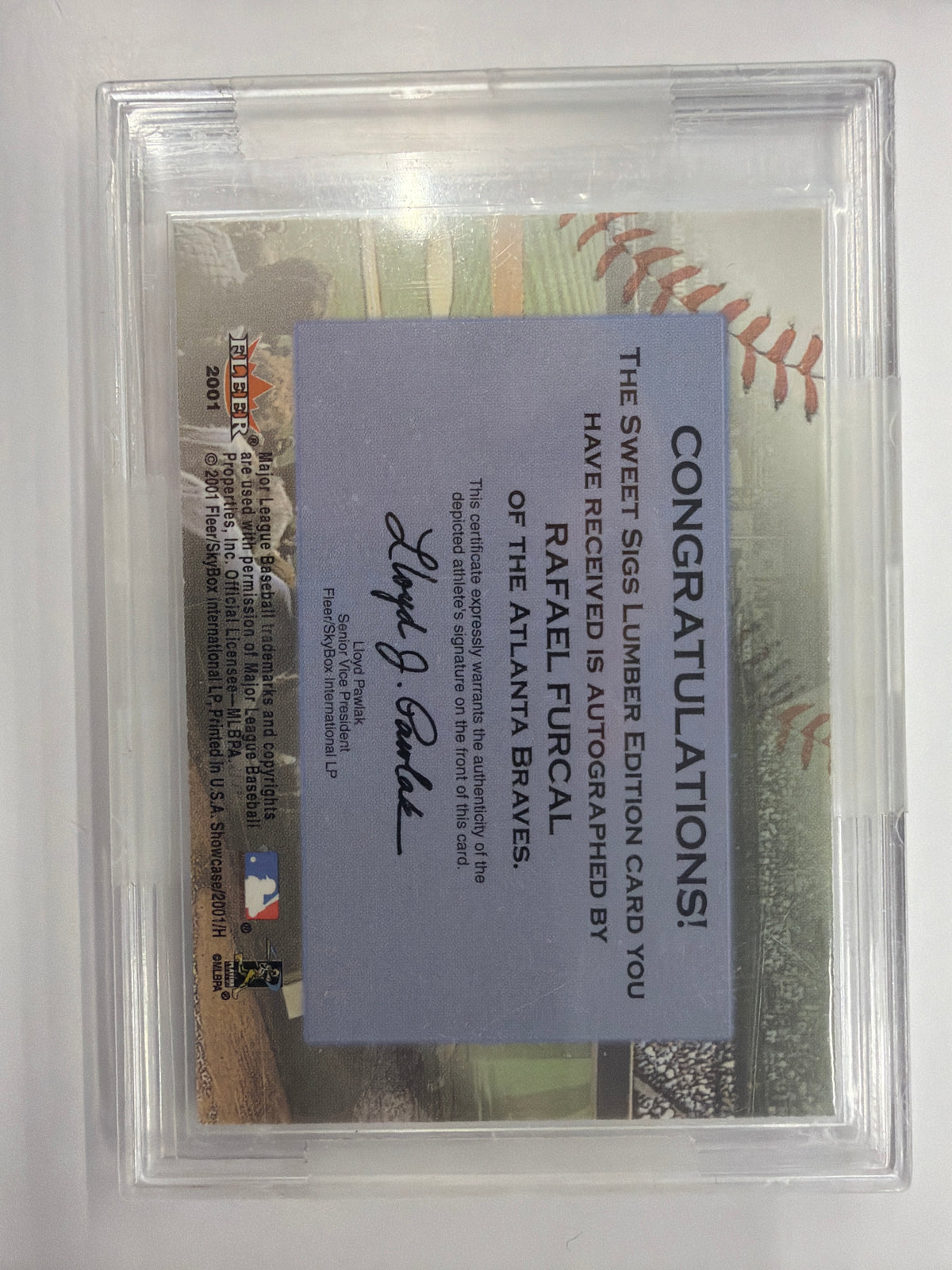 2001 Fleer Showcase Sweet Sigs Lumber Edition Rafael Furcal Autograph