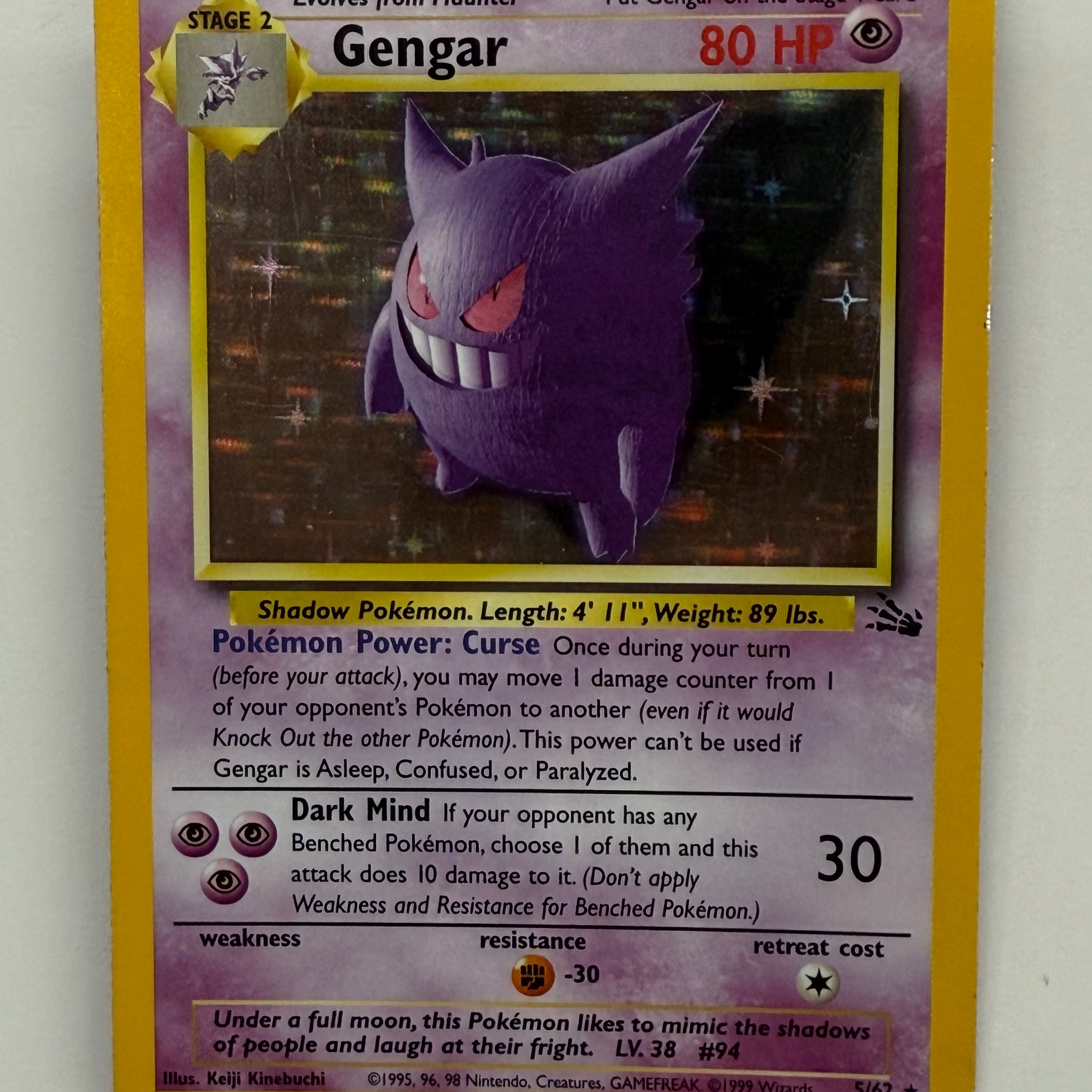 Pokémon TCG - Fossil Unlimited Gengar Holo 5/62 LP