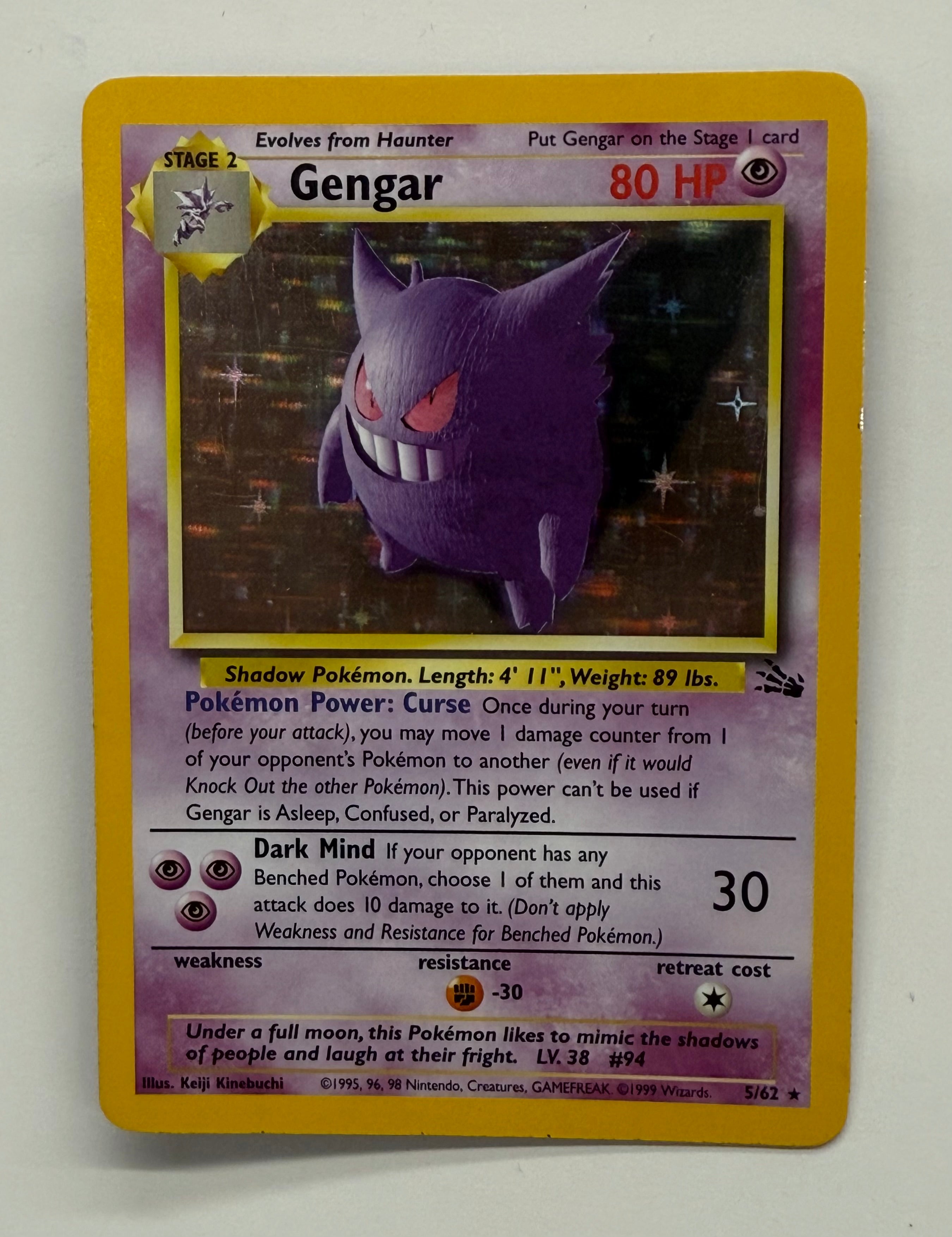 Pokémon TCG - Fossil Unlimited Gengar Holo 5/62 LP