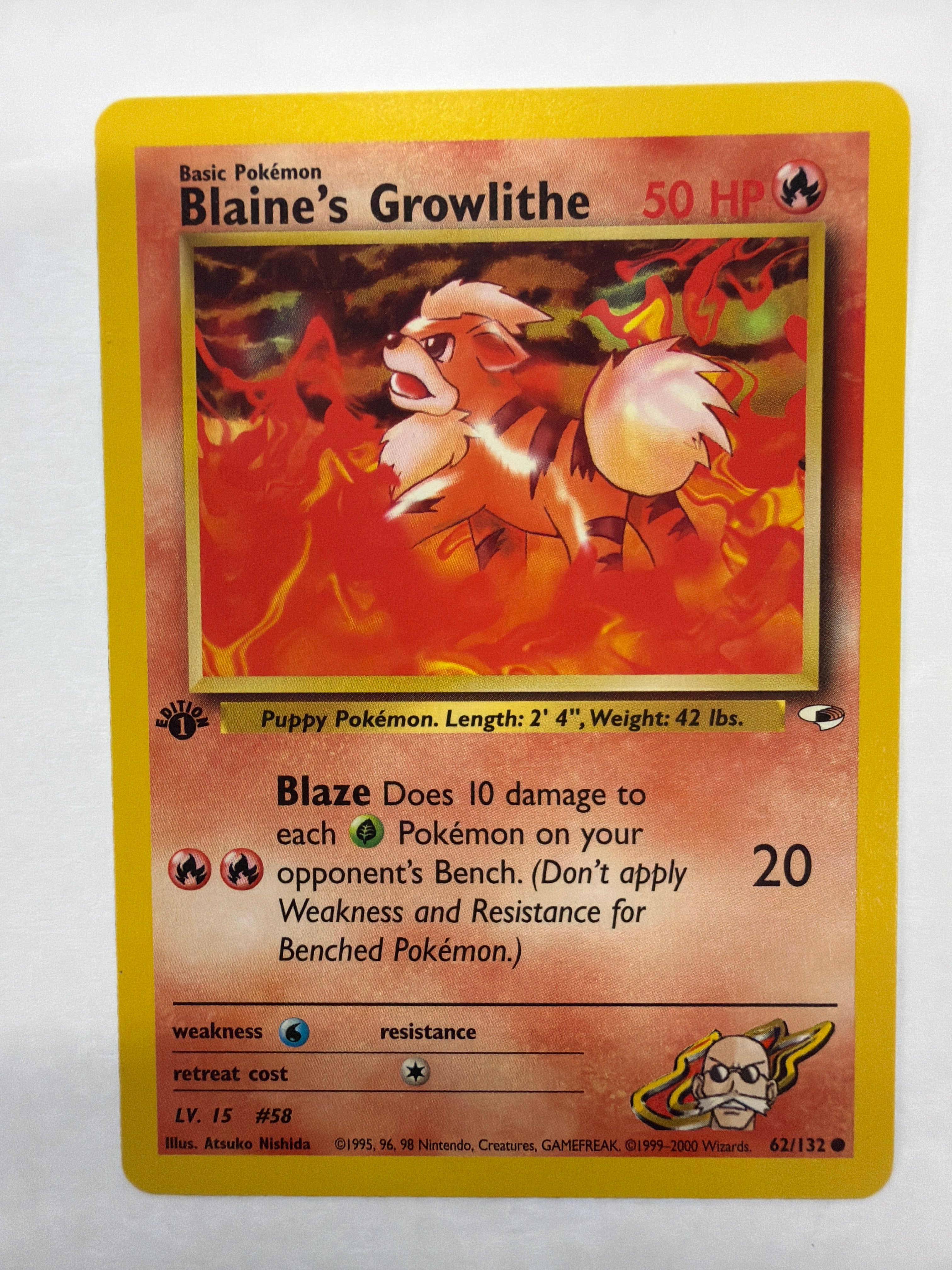 Pokémon TCG - Gym Heroes 1st Edition Blaine's Growlithe 60/132 Non-Holo NM