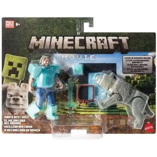 Mattel A Minecraft Movie Steve & Dennis Man's Best Wolf Action Figure 2-Pack