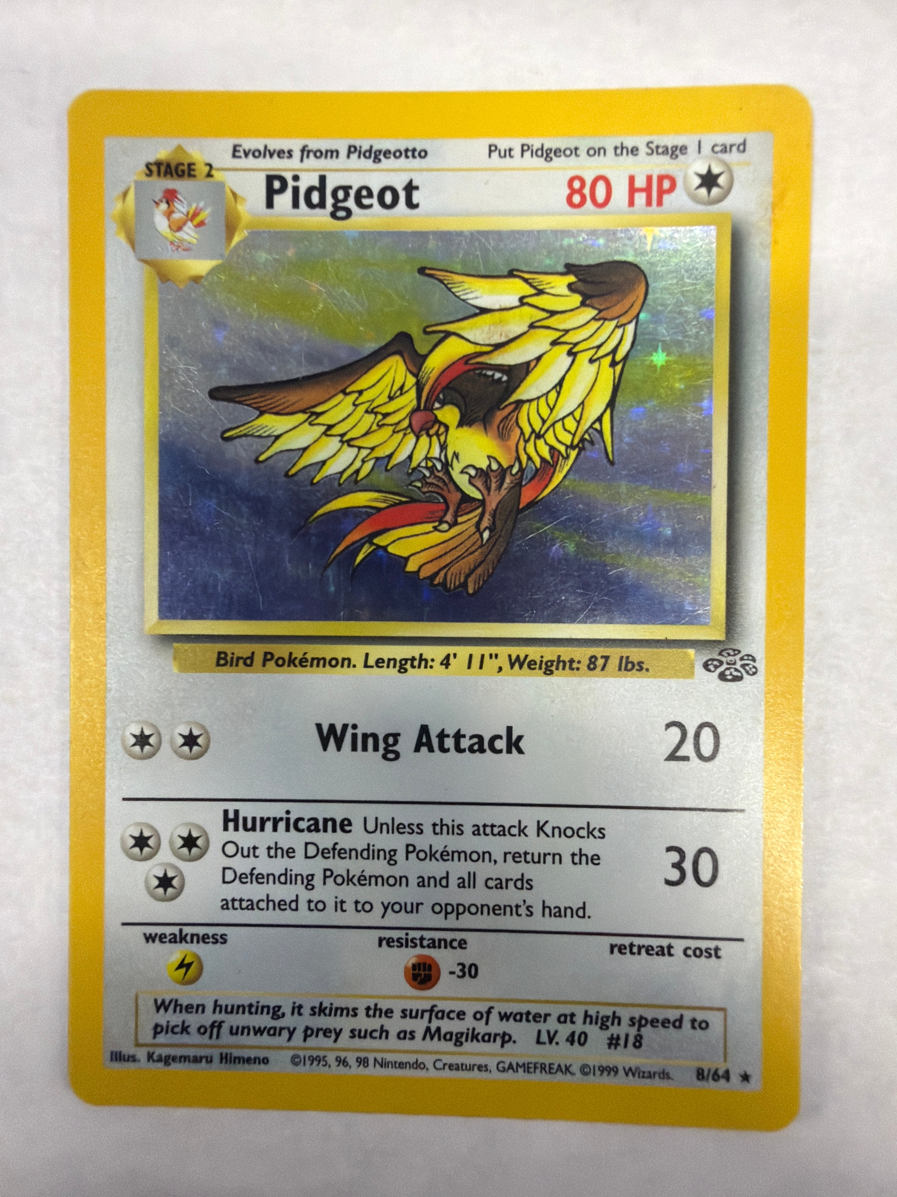 Pokémon TCG - Jungle Unlimited Pidgeot 8/64 Holo HP