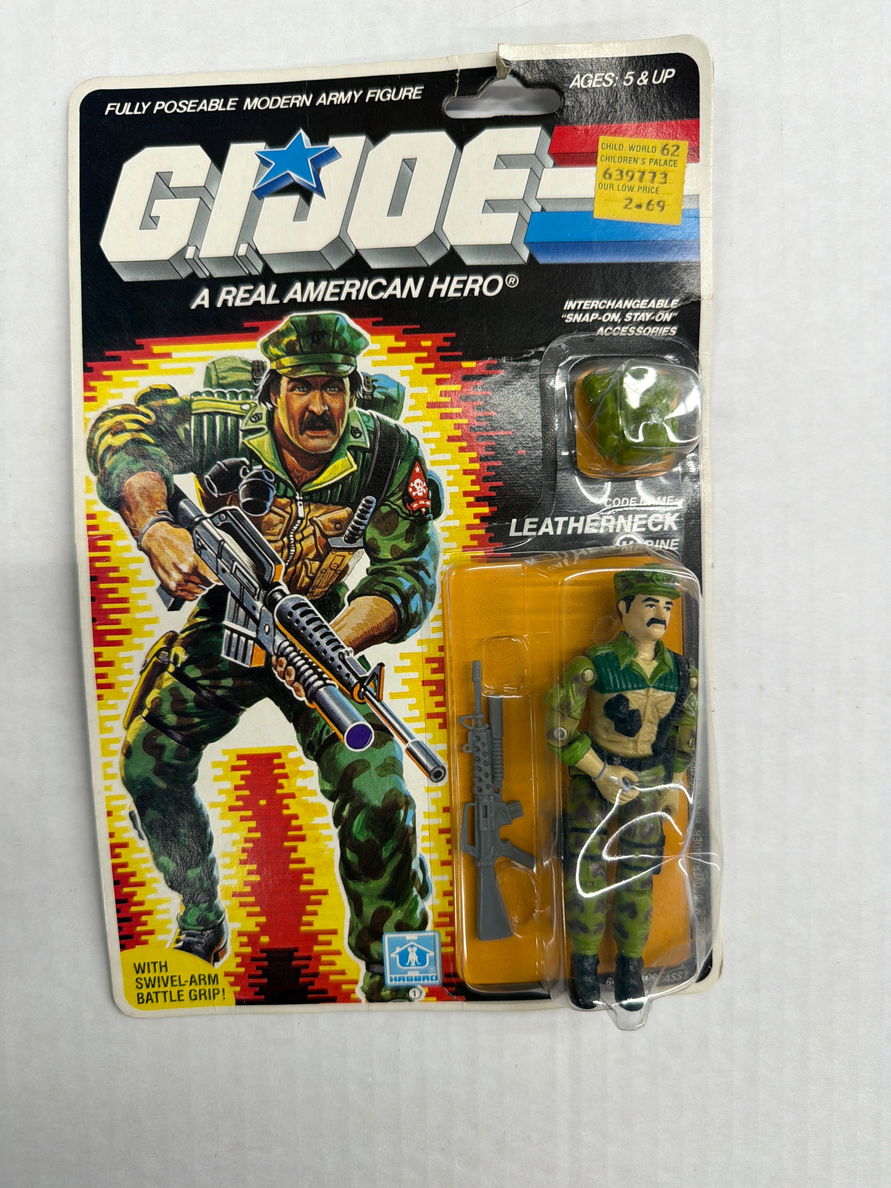 Hasbro G.I. Joe Leatherneck (Marine) Vintage 3.5 Inch Action Figure (On Card)