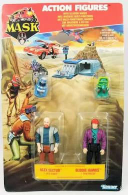 Kenner Mask Action Figures Alex Sector with Jack Rabbit and Buddie Hawks with Penetrator