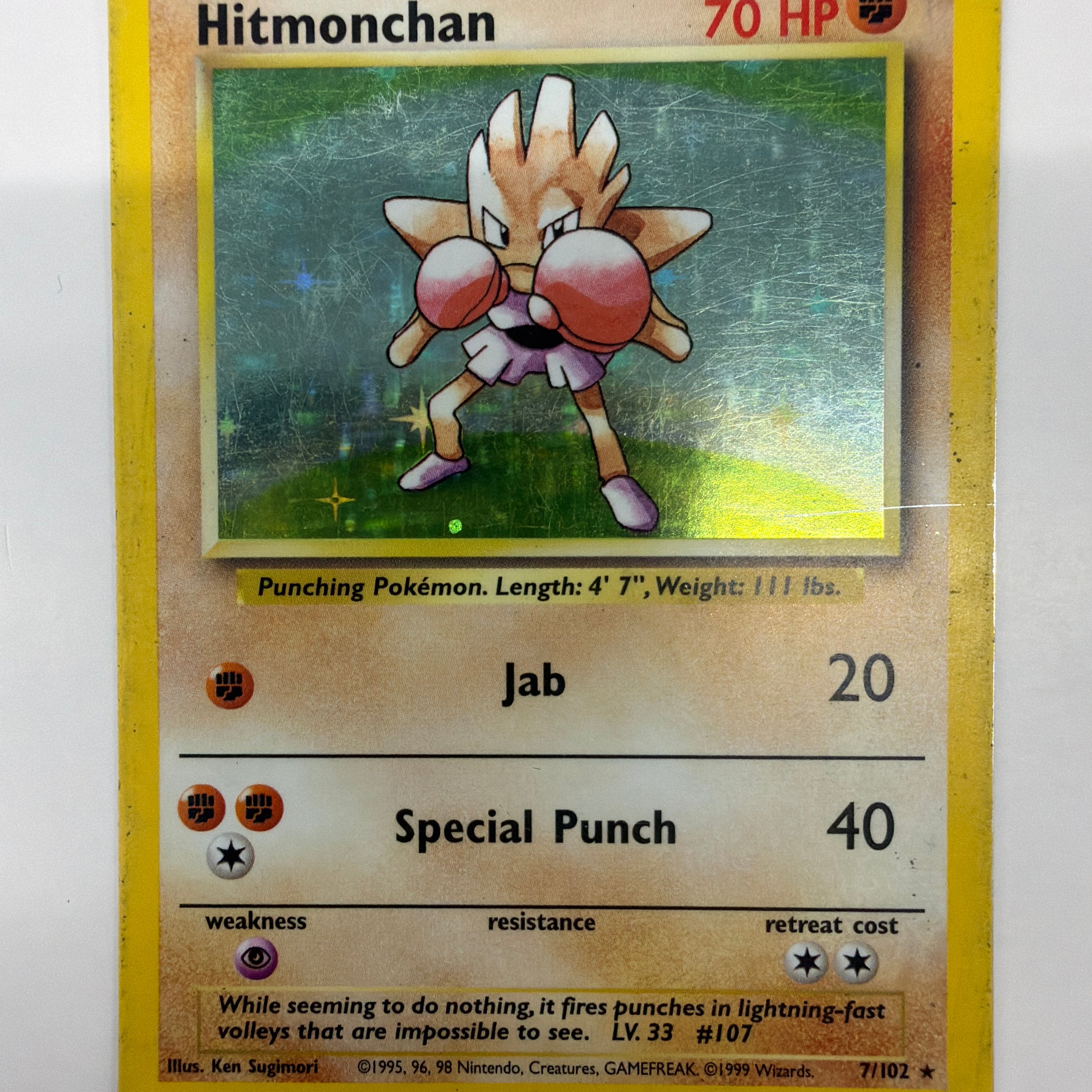 Pokémon TCG - Base Set Unlimited Hitmonchan 7/102 Holo HP