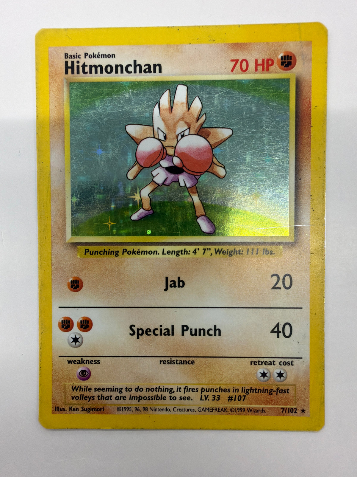 Pokémon TCG - Base Set Unlimited Hitmonchan 7/102 Holo HP
