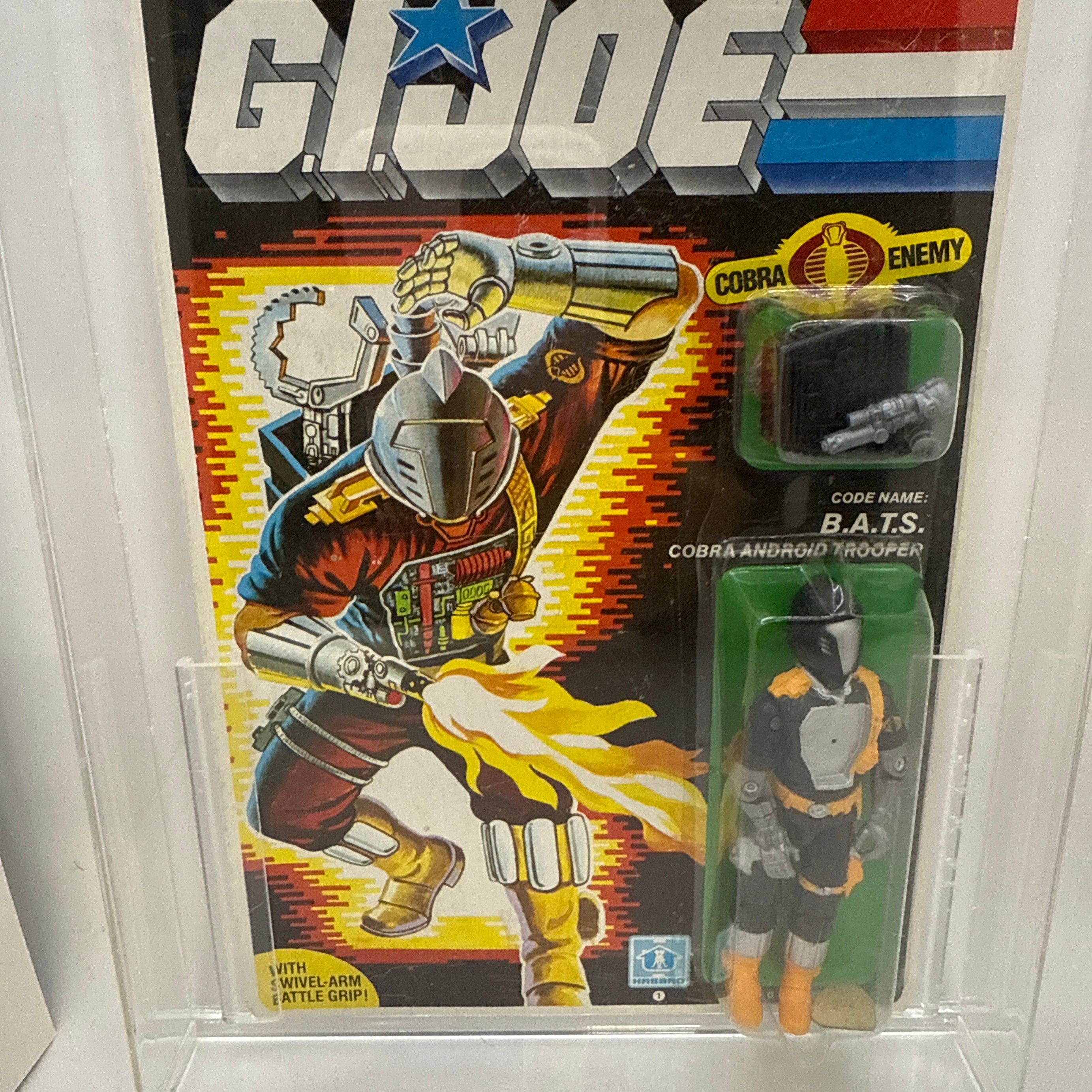 Hasbro G.I. Joe Vintage 1985 Code Name: B.A.T.S. Cobra Android Trooper 34 Back Punched Card Action Figure