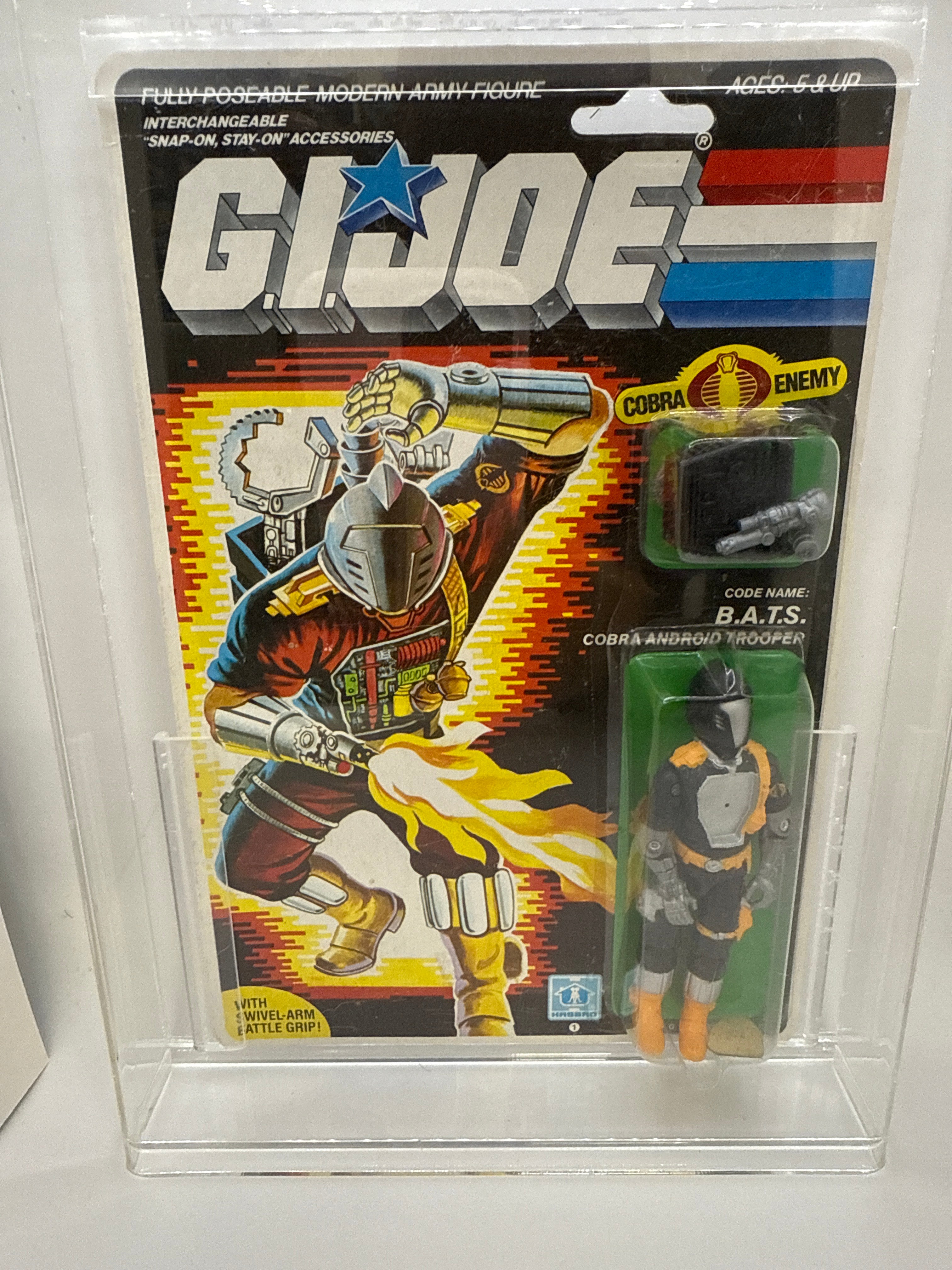 Hasbro G.I. Joe Vintage 1985 Code Name: B.A.T.S. Cobra Android Trooper 34 Back Punched Card Action Figure