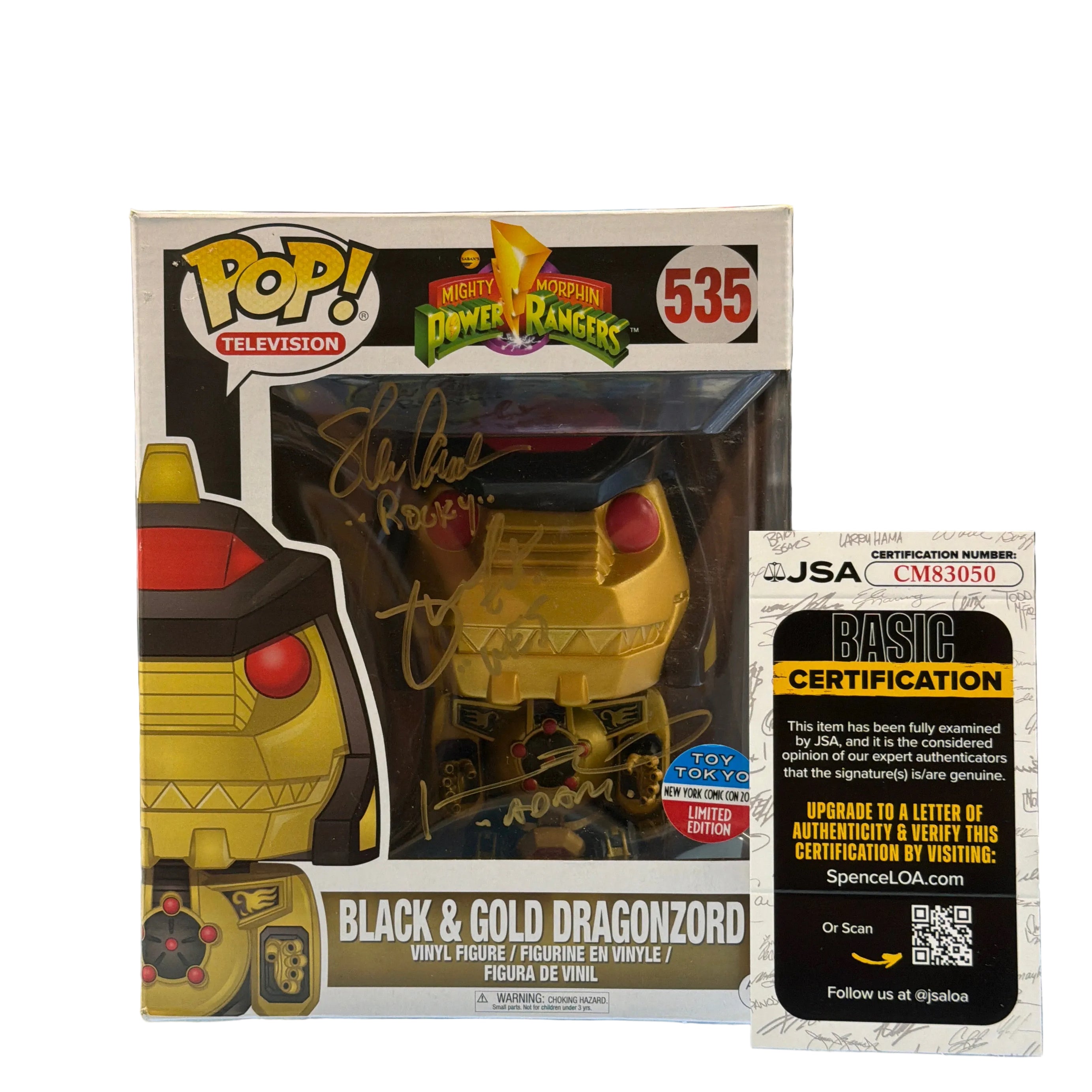 (SIGNED) Funko Pop! Television Mighty Morphin Black & Gold Dragonzord 2017 NYCC Toy Tokyo LE #535