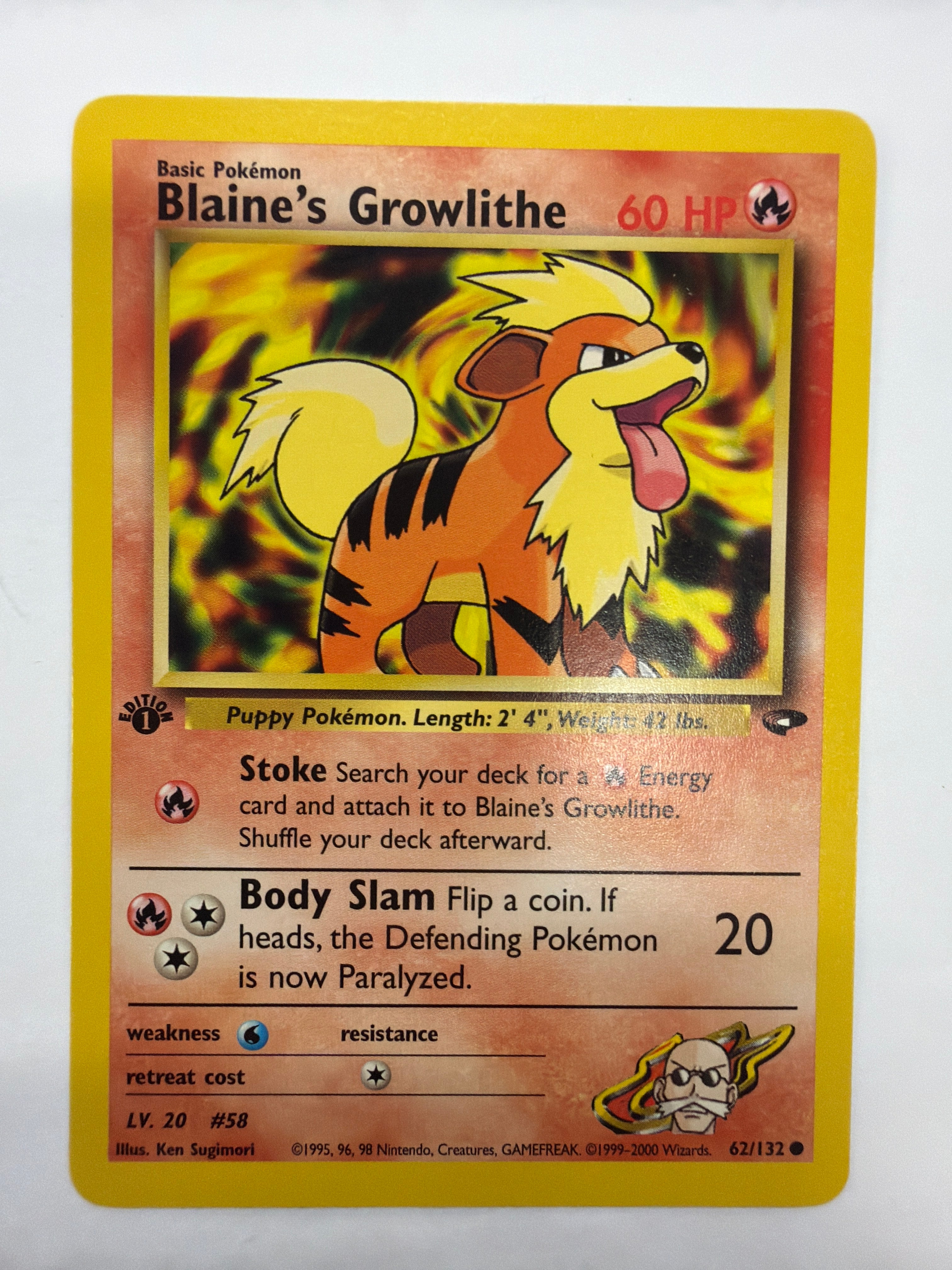 Pokémon TCG - Gym Challenge 1st Edition Blaine's Growlithe 62/132 Non-Holo NM