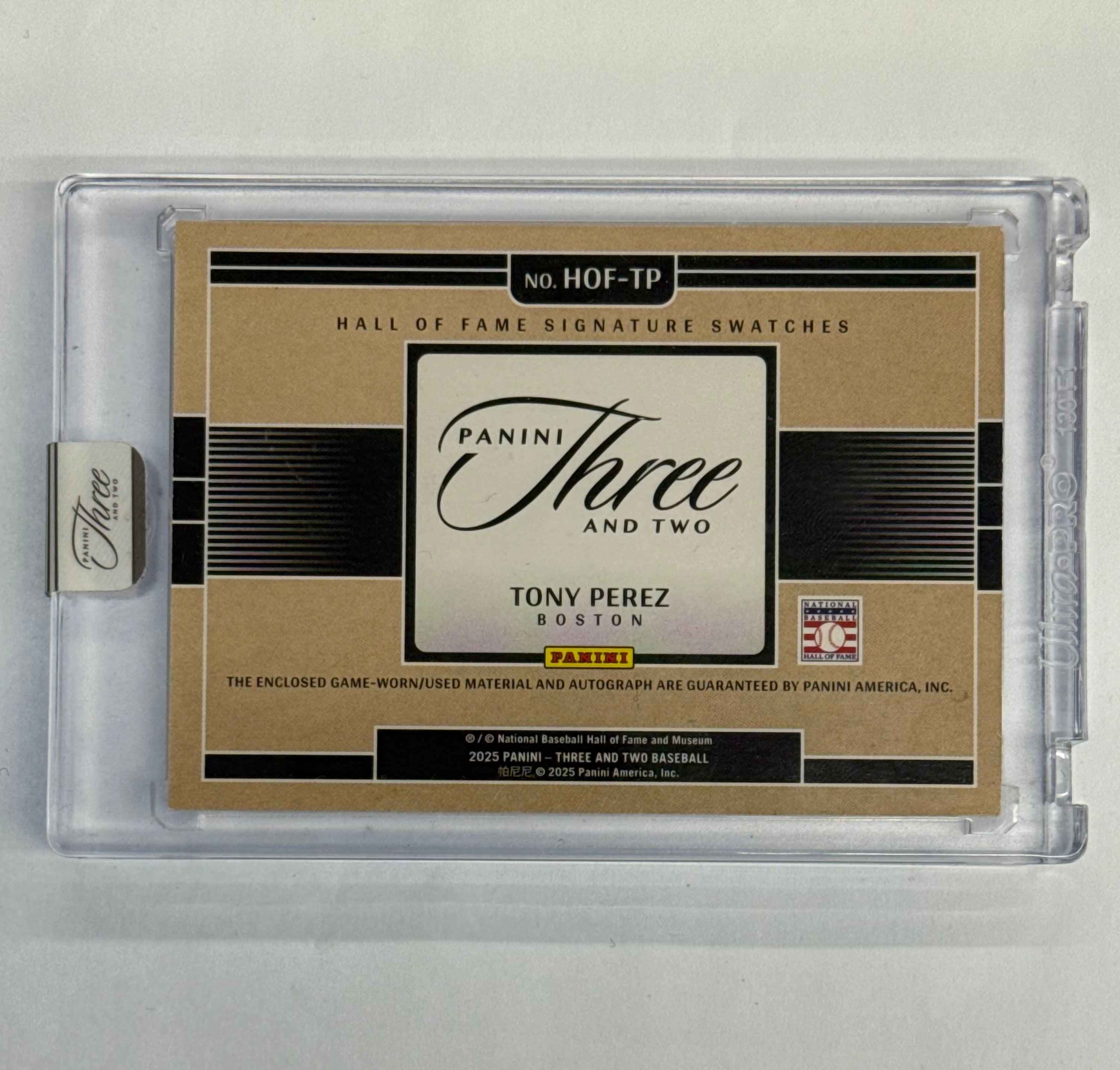 2025 Panini Three And Two Tony Perez Hall Of Fame Signature Swatches #HOF-TP Numbered 05/32