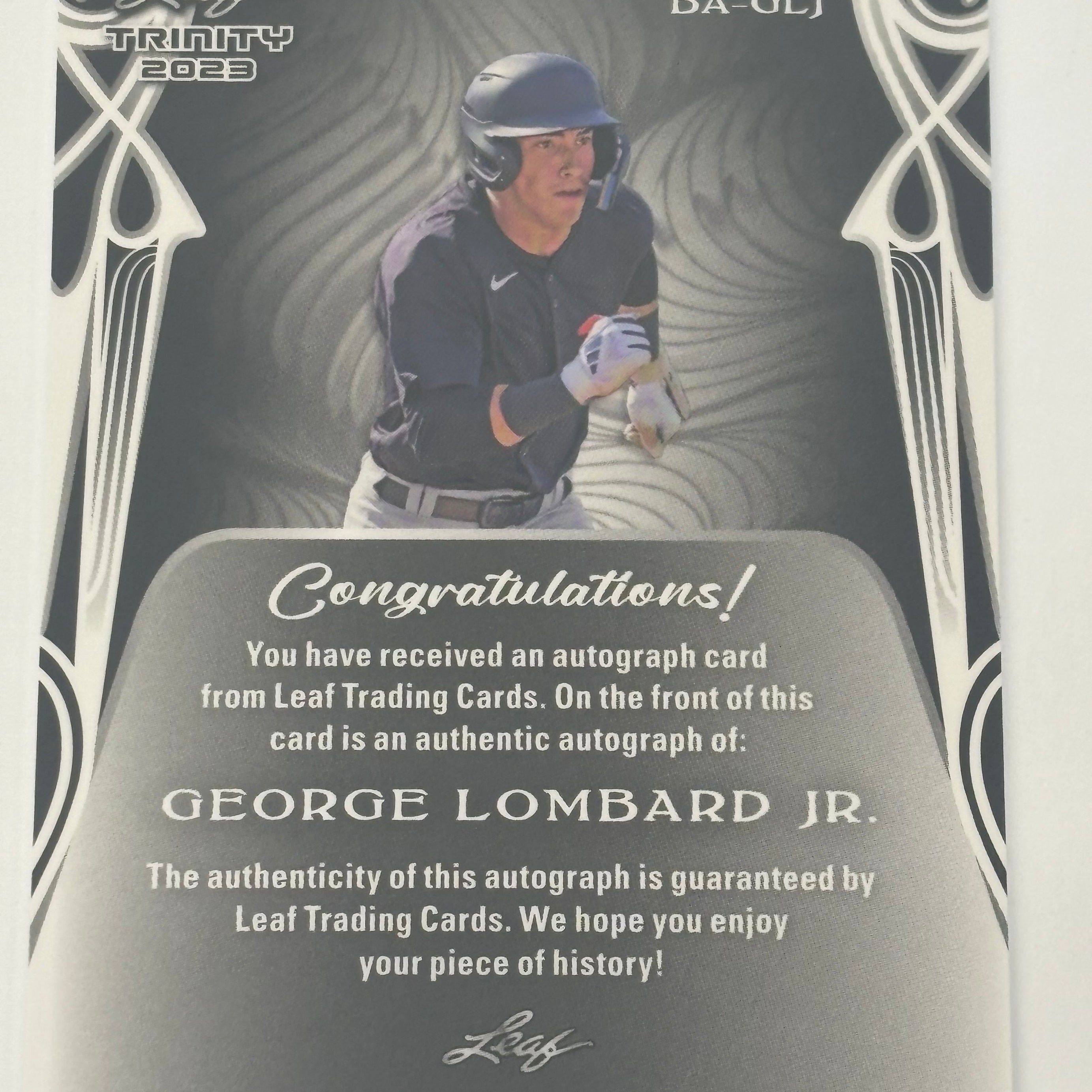 2023 Leaf Trinity George Lombard Jr Autograph Card #BA-GLJ Bronze Numbered 83/99