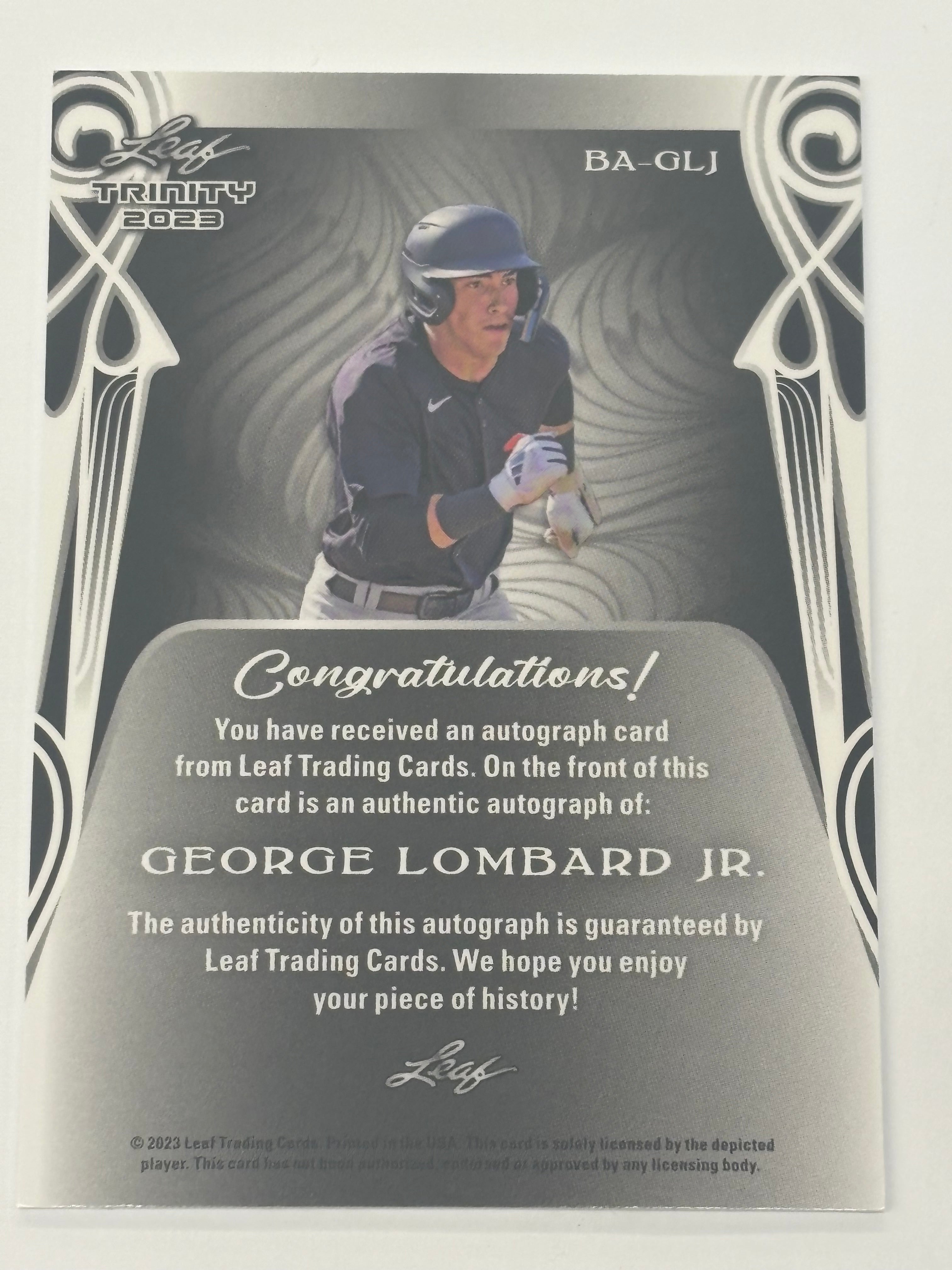 2023 Leaf Trinity George Lombard Jr Autograph Card #BA-GLJ Bronze Numbered 83/99