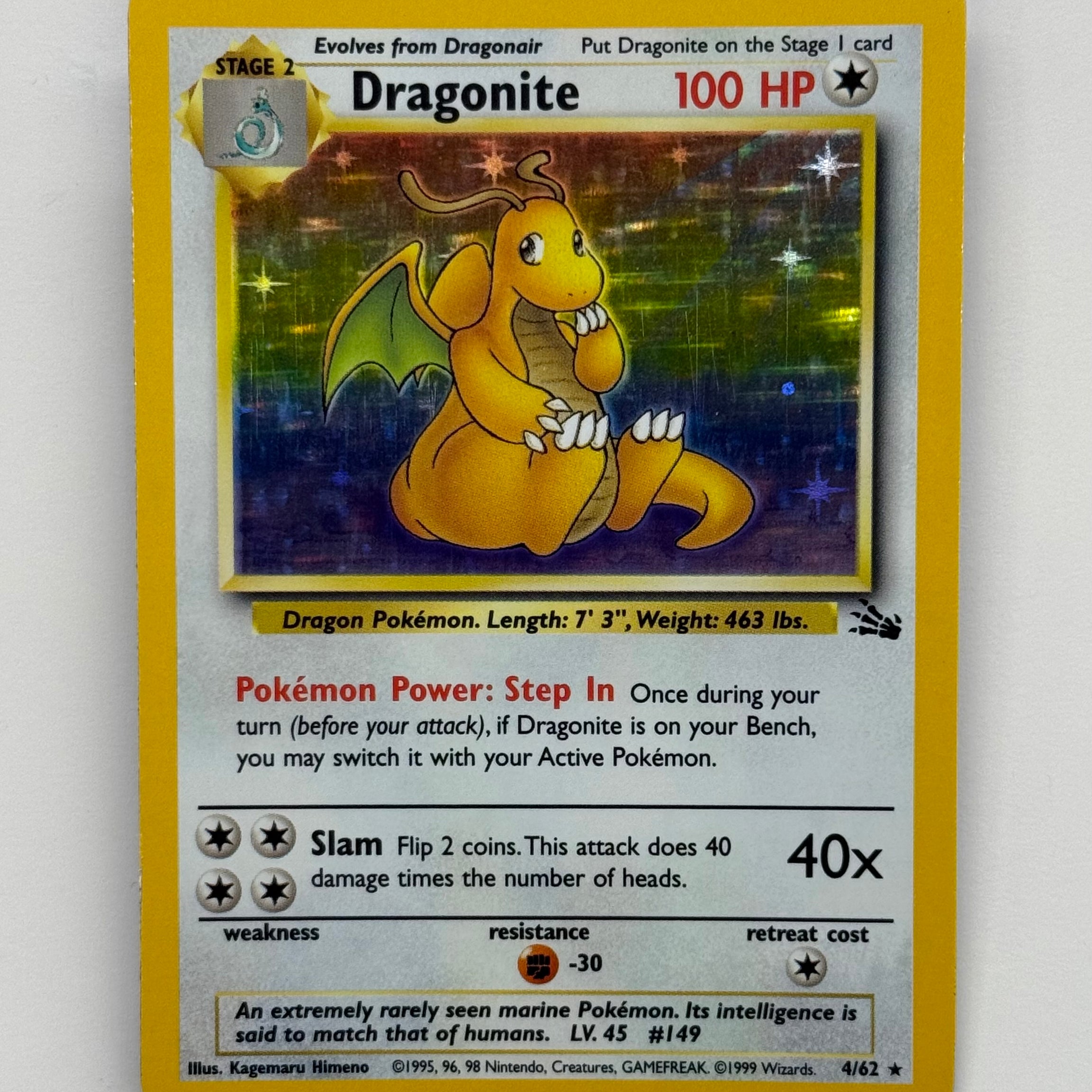 Pokémon TCG - Fossil Unlimited Dragonite Holo 4/62 NM