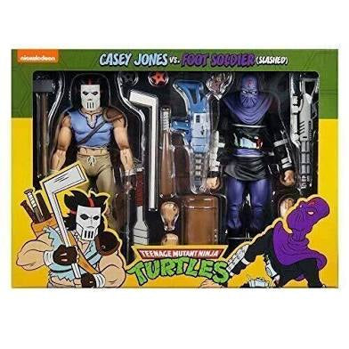 Neca Reel Toys Nickelodeon Teenage Mutant Ninja Turtles Casey Jones vs Foot Soldier (Slashed) 2 Pack Action Figures