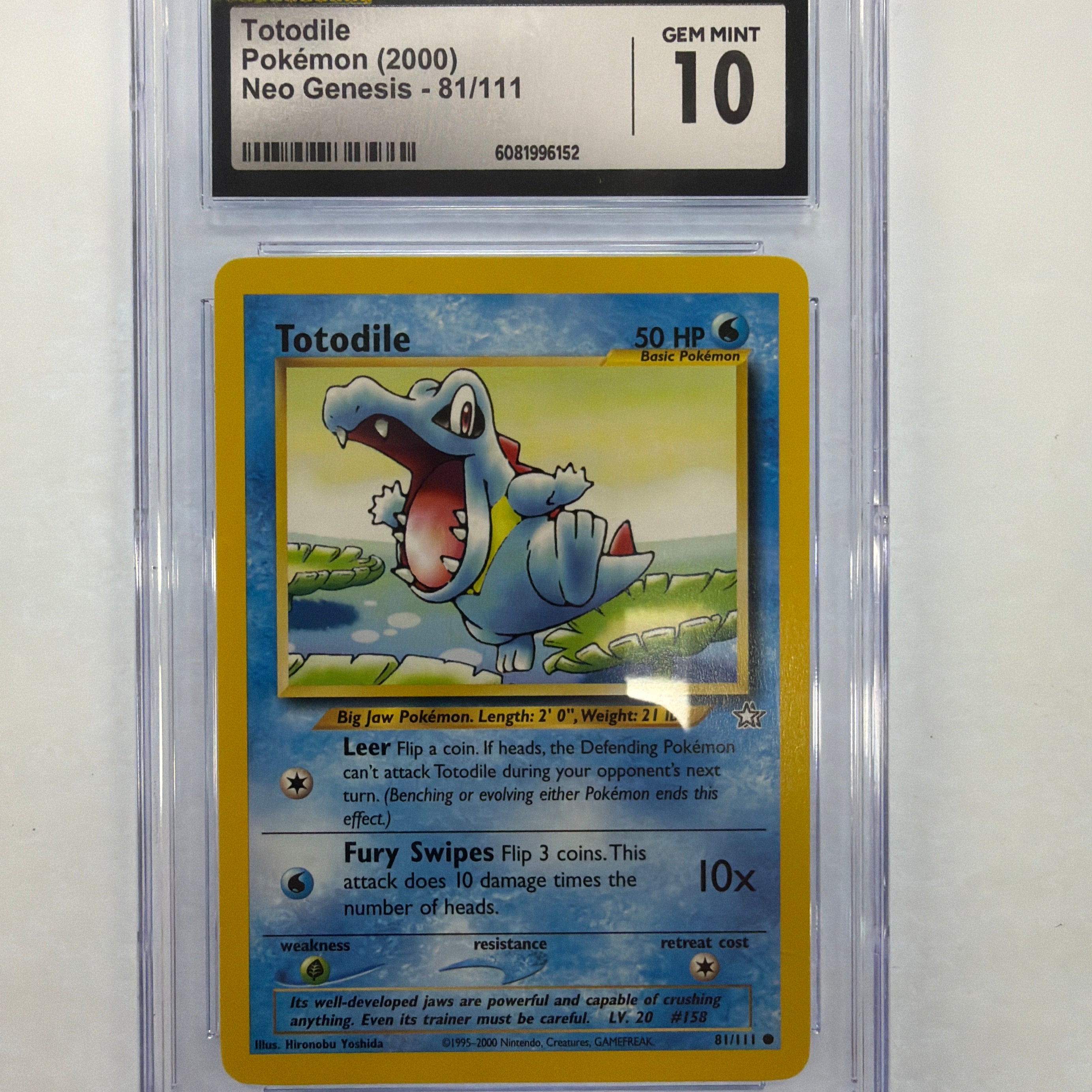 Pokémon TCG - CGC Gem Mint 10 Neo Genesis Totodile 81/111