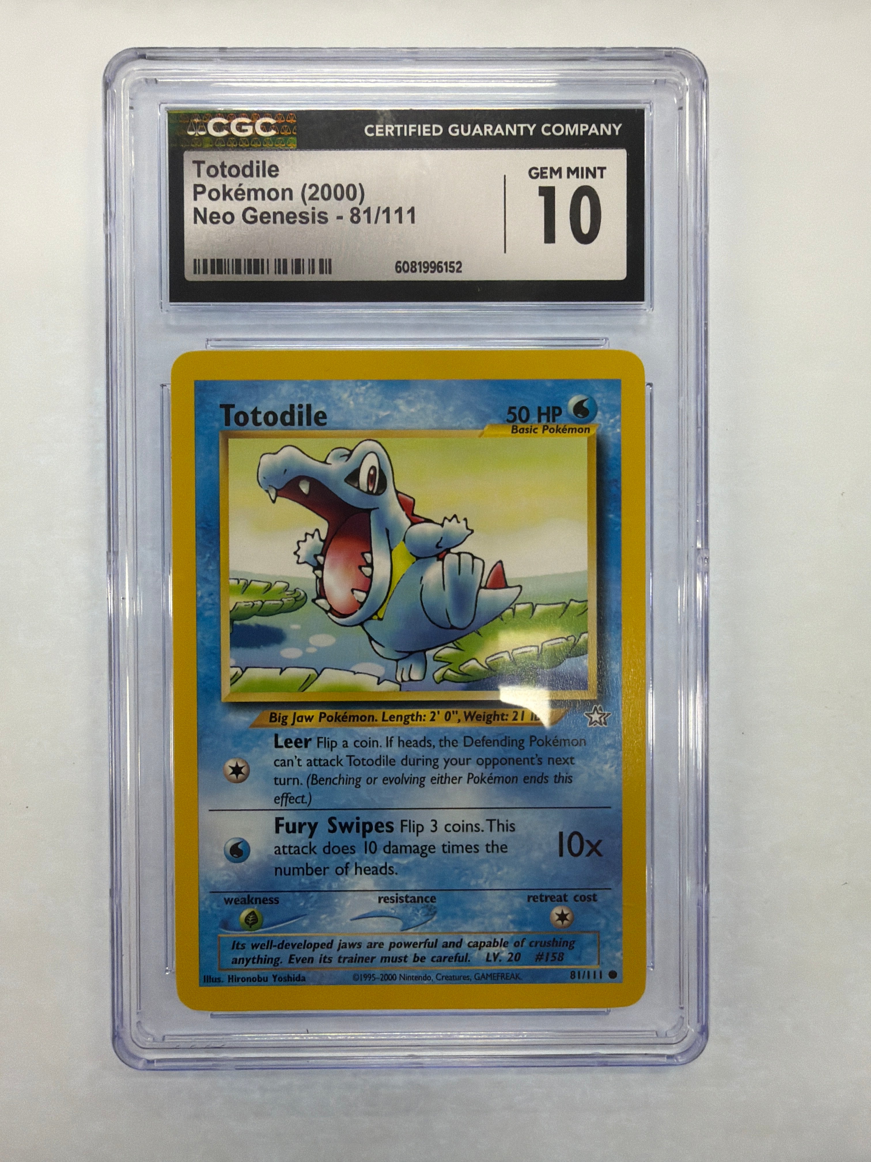 Pokémon TCG - CGC Gem Mint 10 Neo Genesis Totodile 81/111