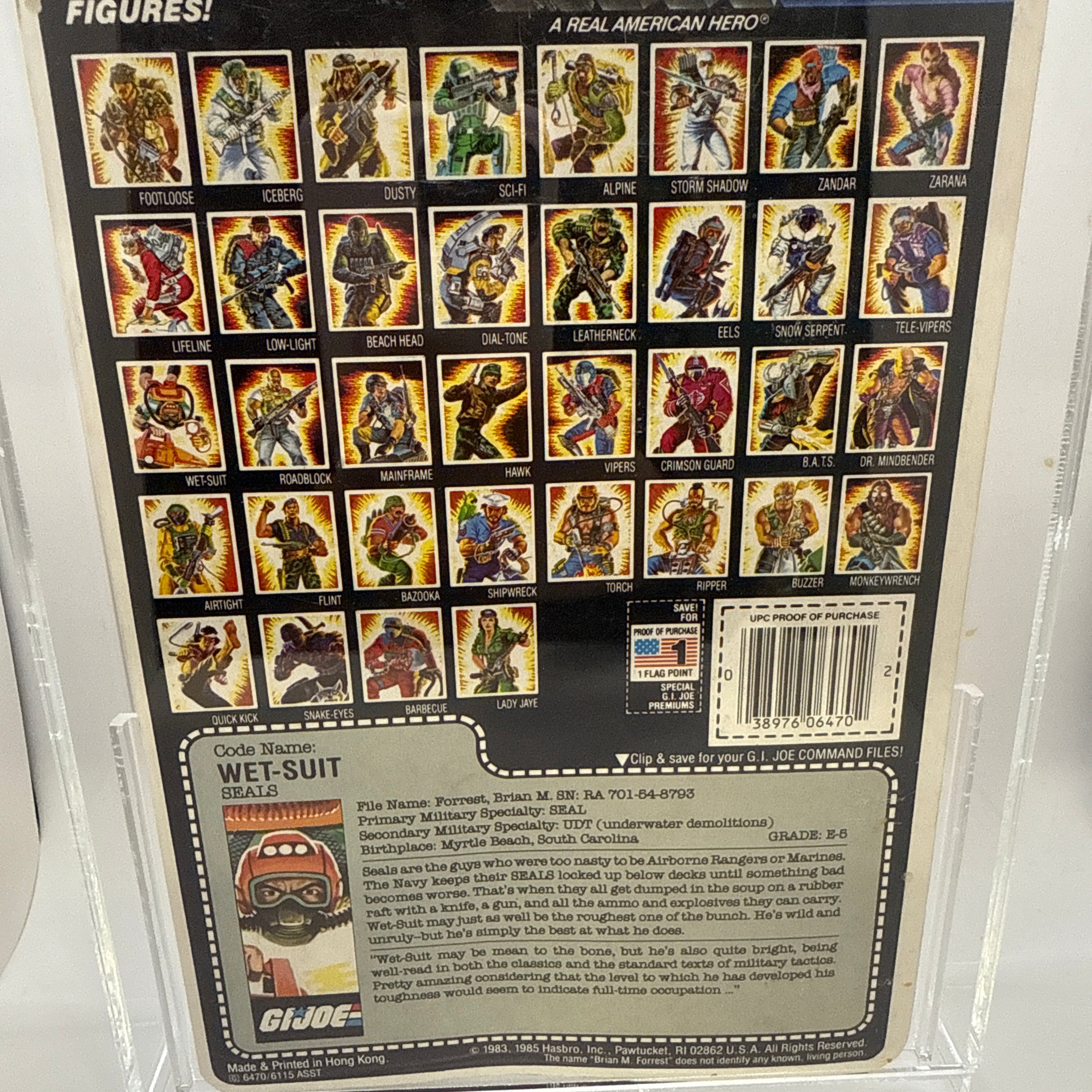 Hasbro G.I. Joe Vintage 1985 Code Name: Wet-Suit Seals Unpunched 36 Back Punched Card Action Figure