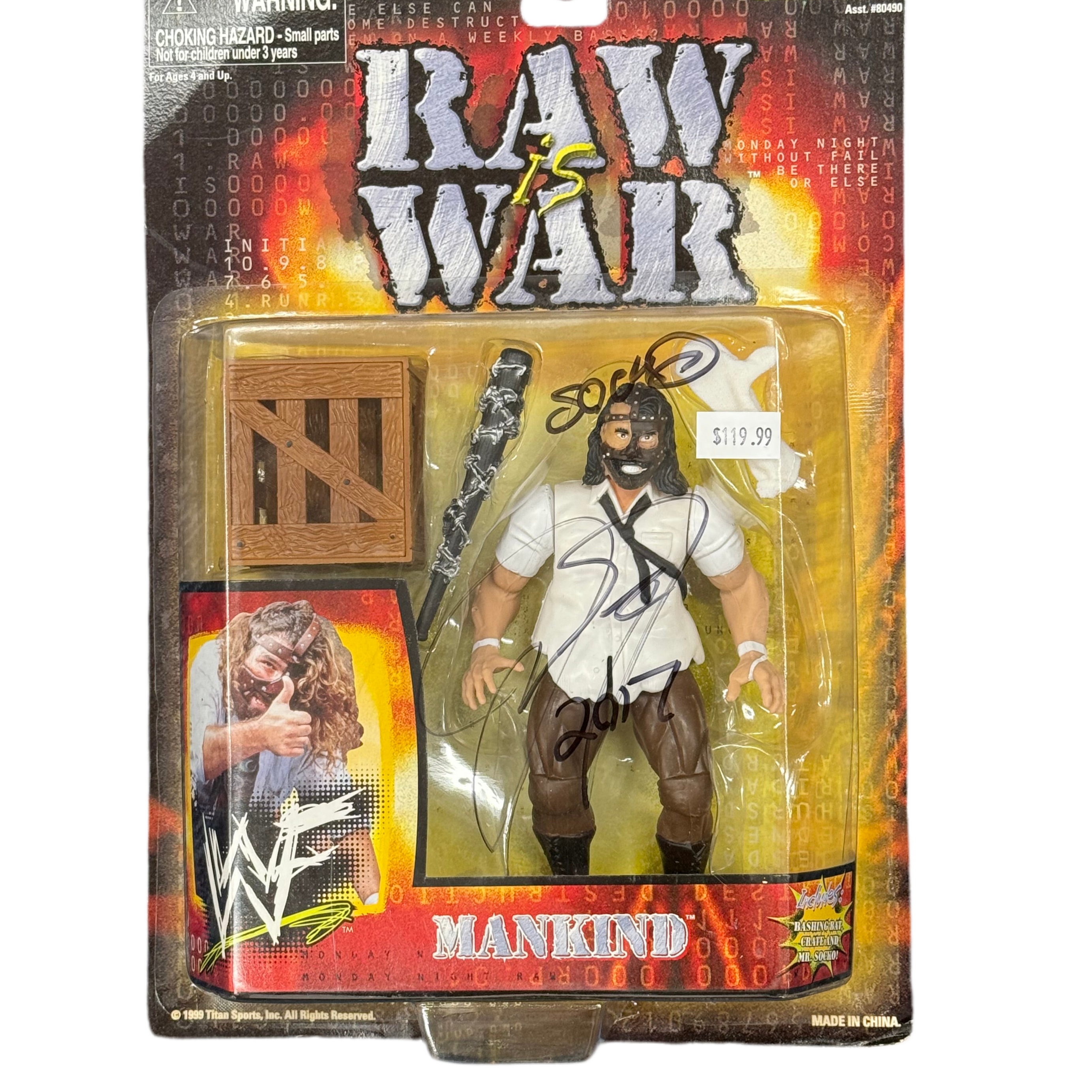 WWF RAW IS WAR Mankind Signed Action Figure W/ JSA Certification