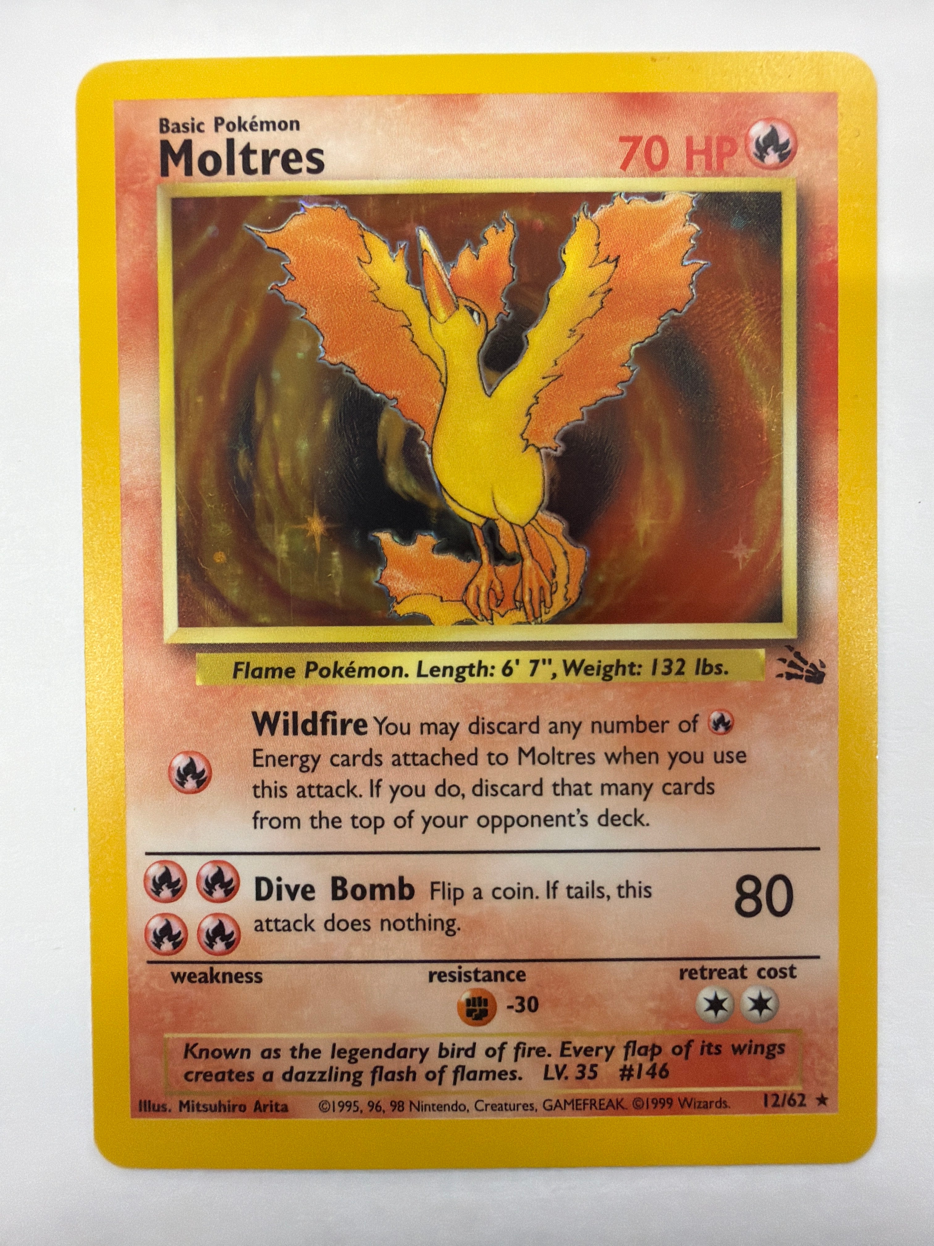 Pokémon TCG - Fossil Unlimited Moltres 12/62 Holo MP