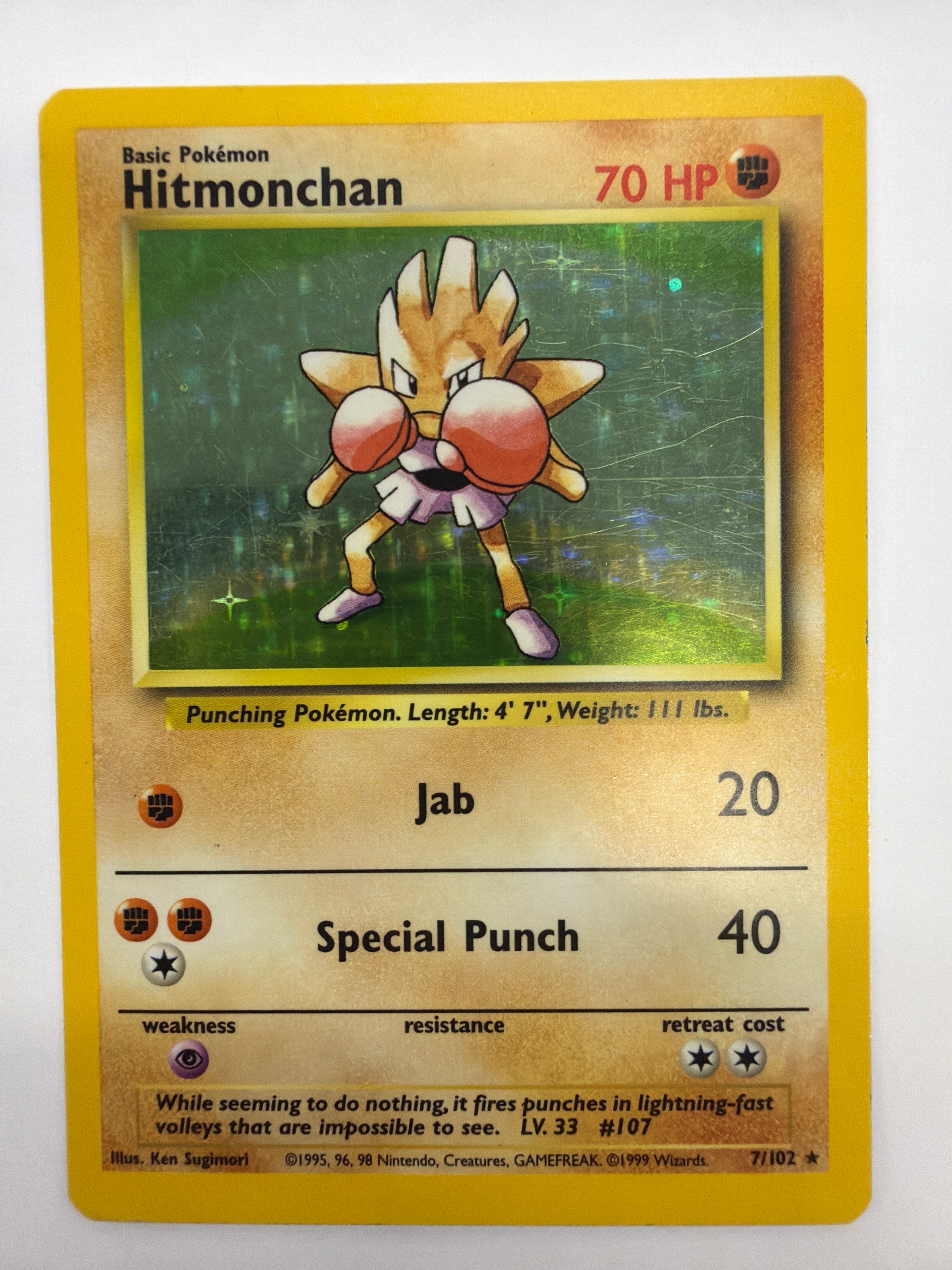 Pokémon TCG - Base Set Unlimited Hitmonchan 7/102 Holo DMG
