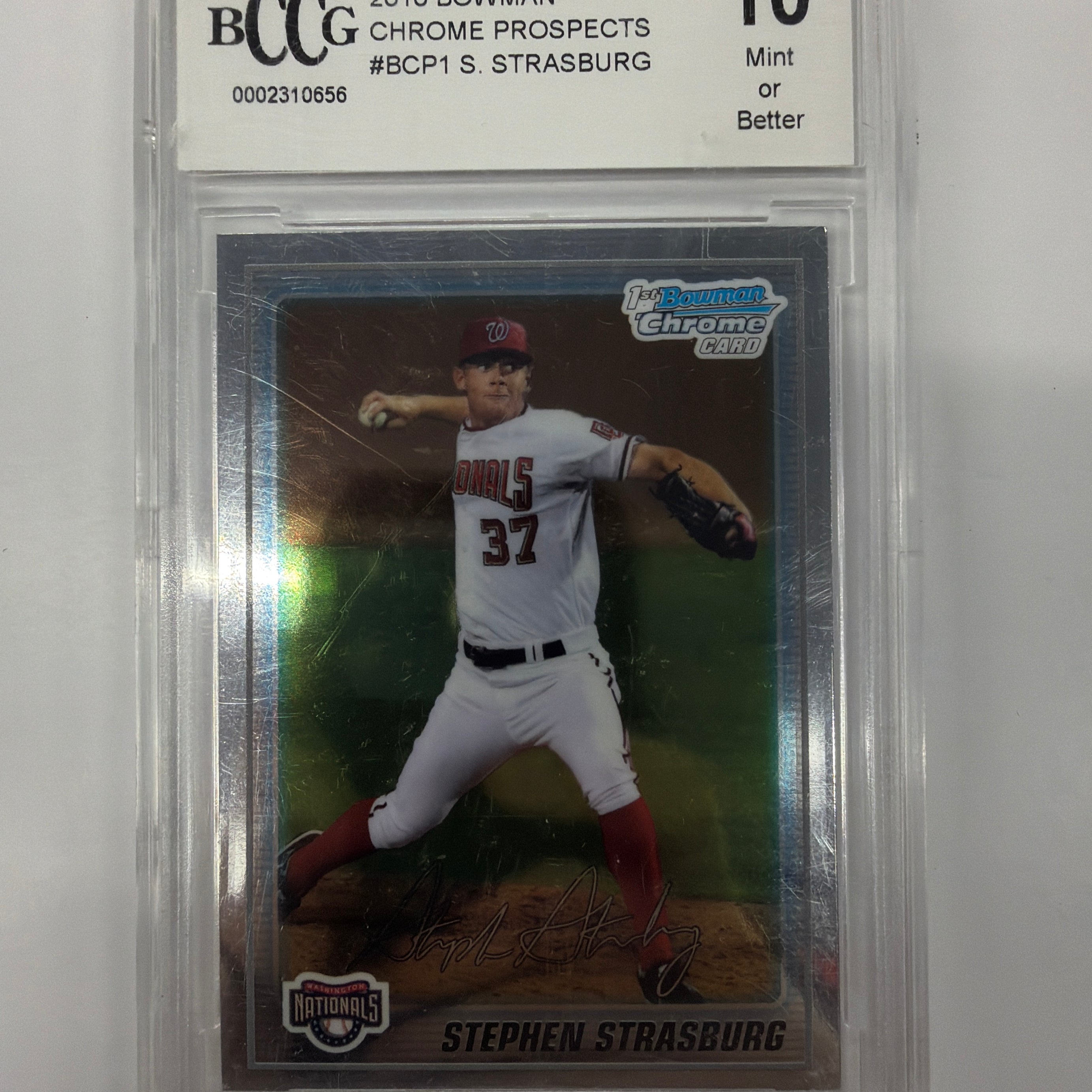 BCCG Mint or Better 10 2010 Topps Bowman Chrome Stephen Strasburg BCP1