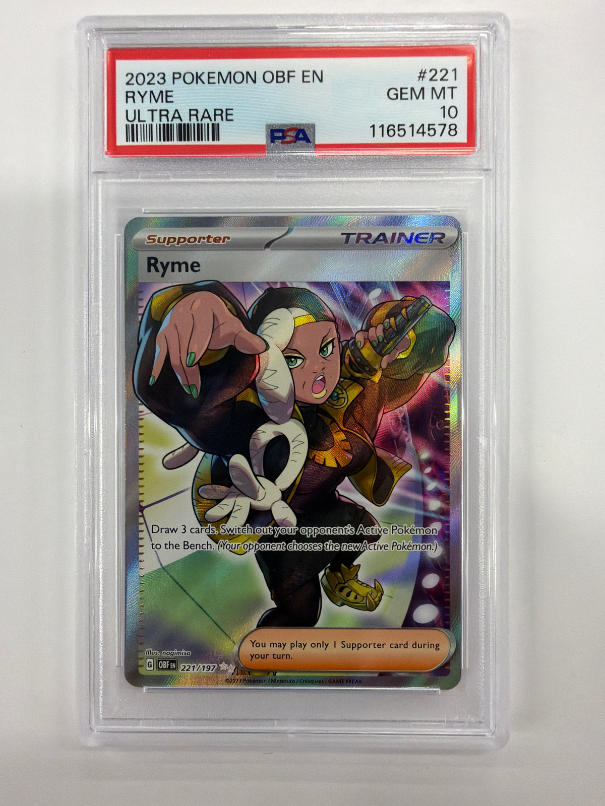 Pokémon TCG - PSA Gem MT 10 Obsidian Flames Ryme 221/197 Ultra Rare